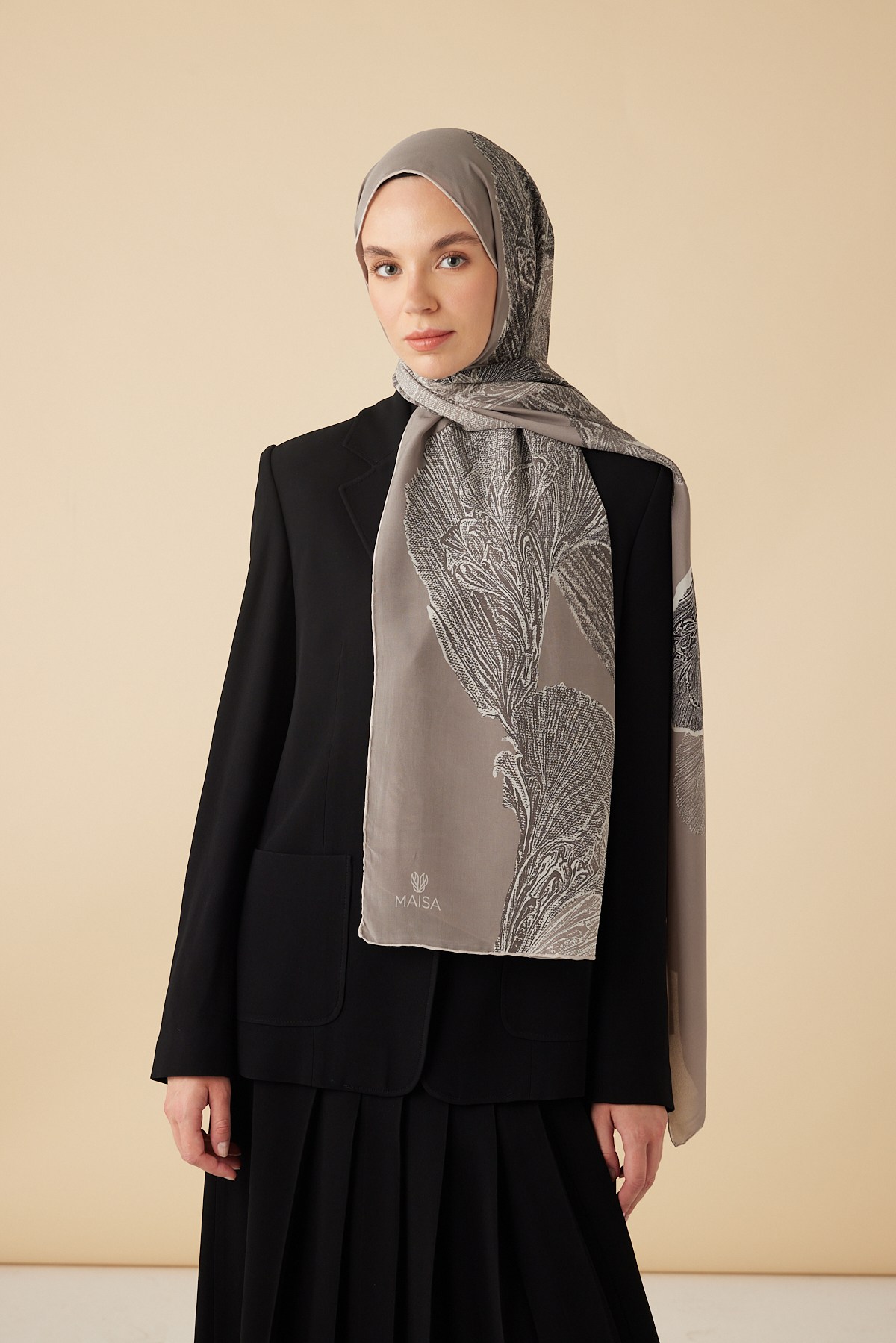 RUBA KREP İPEK ŞAL 70*190 CM - AÇIK GRİ