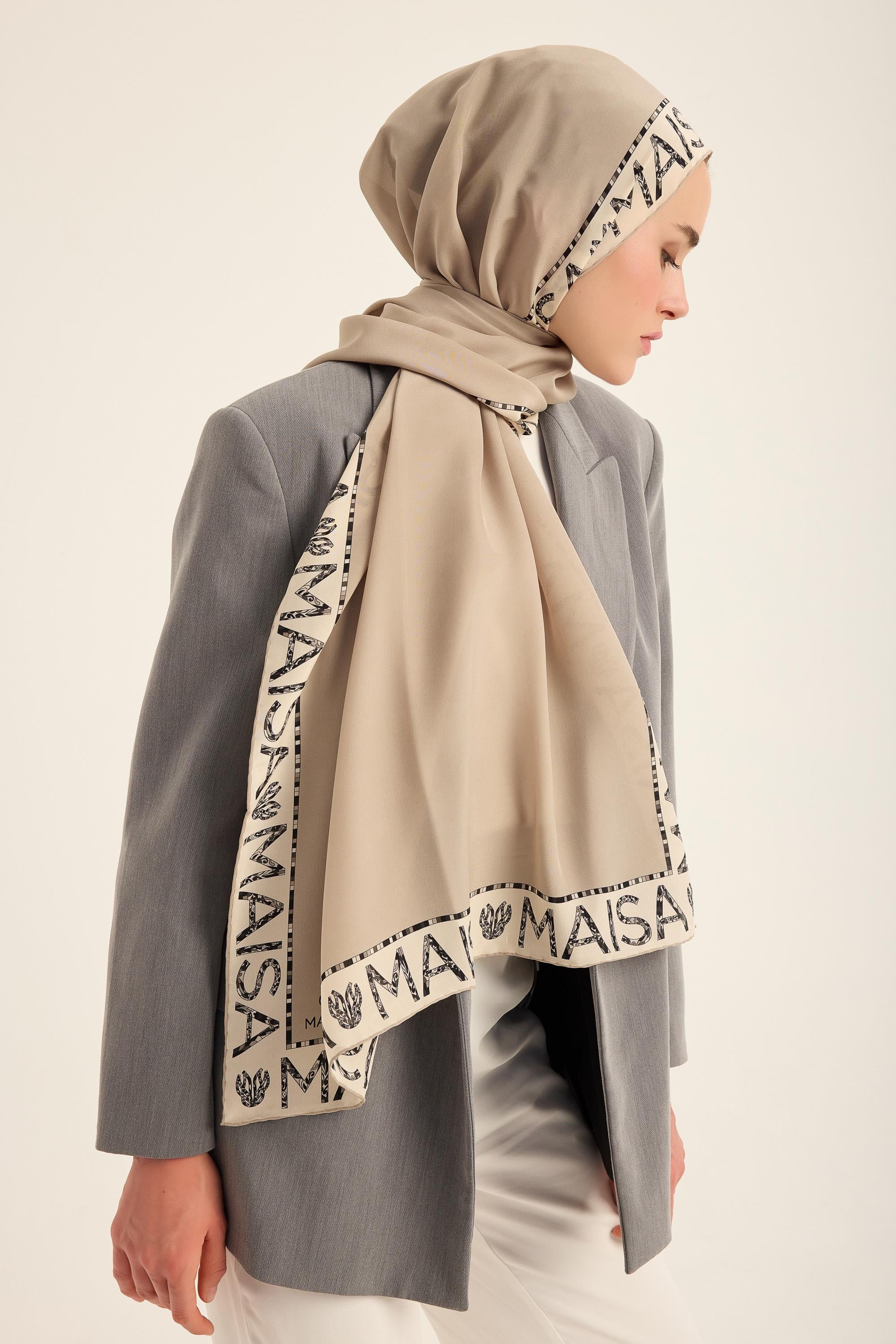 RUFİ KREP İPEK ŞAL 70*190 CM - VİZON