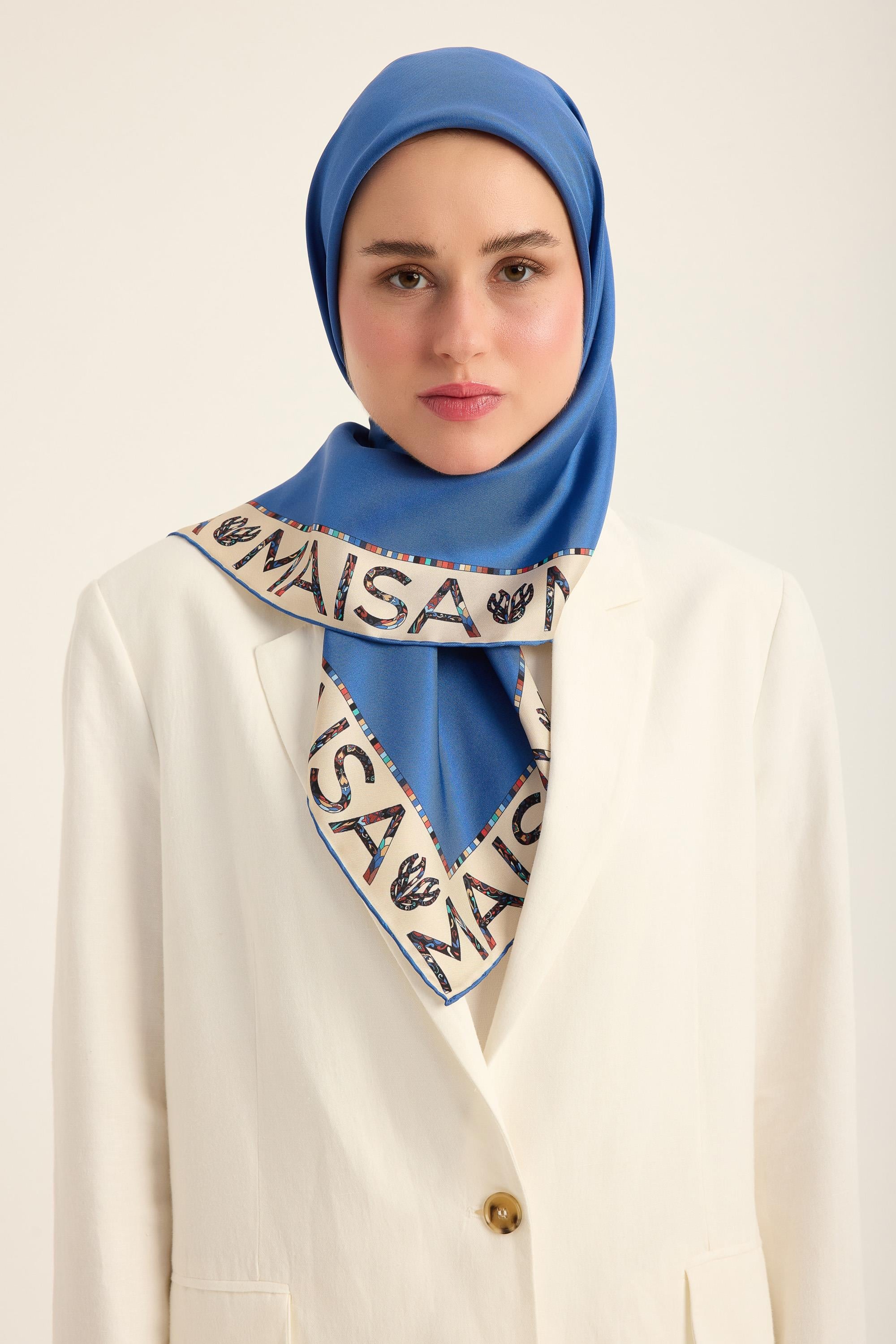 RUFİ TİVİL İPEK EŞARP 90*90 CM - SAKS