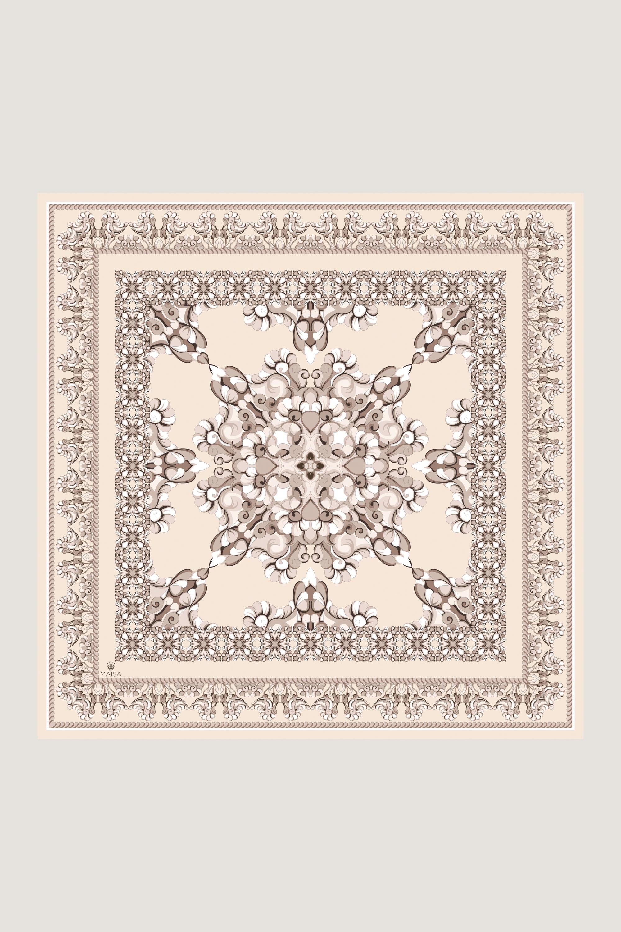 RUH SURA İPEK EŞARP 90*90 CM - BEJ