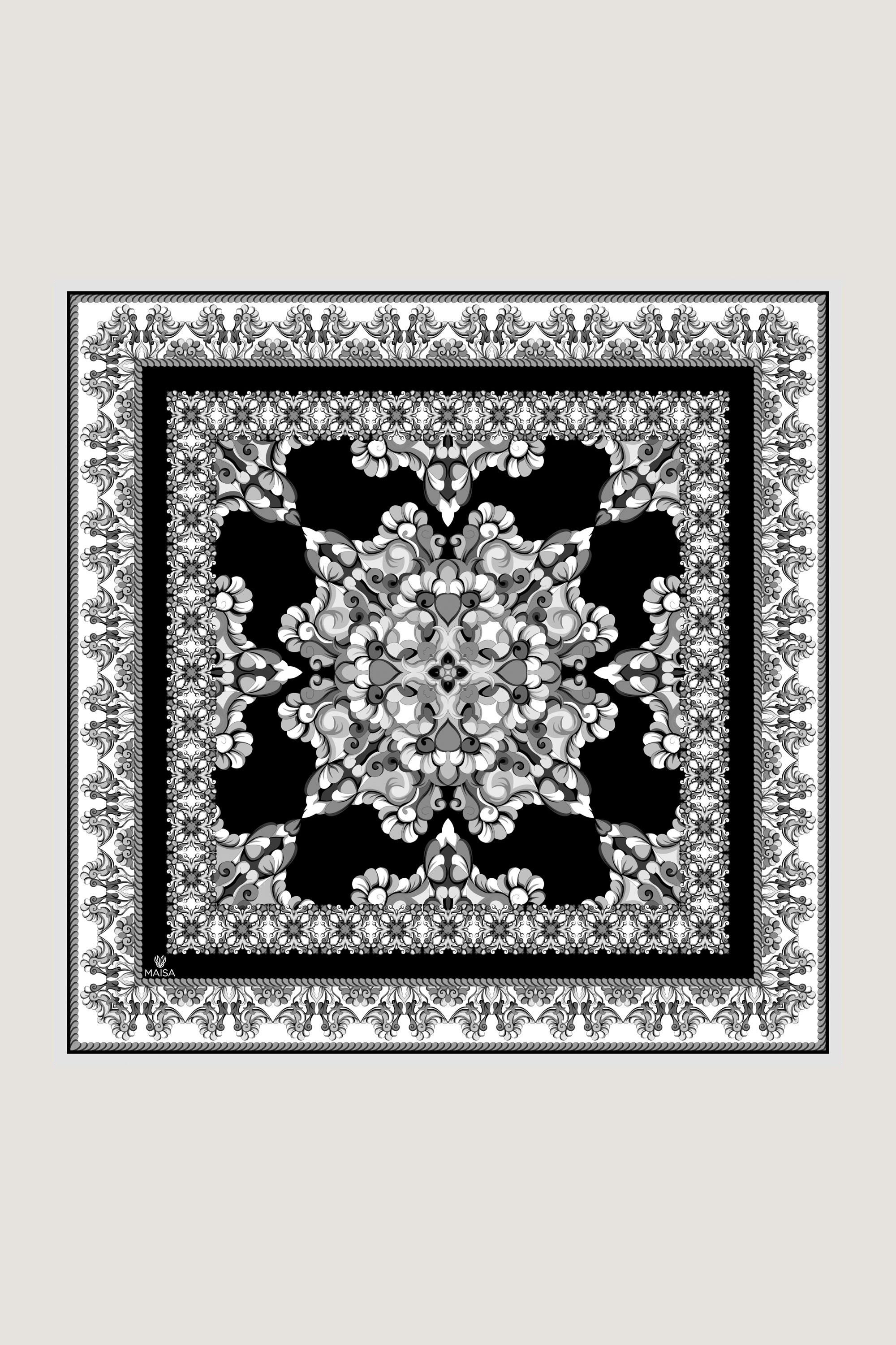 RUH SURA İPEK EŞARP 90*90 CM - SİYAH
