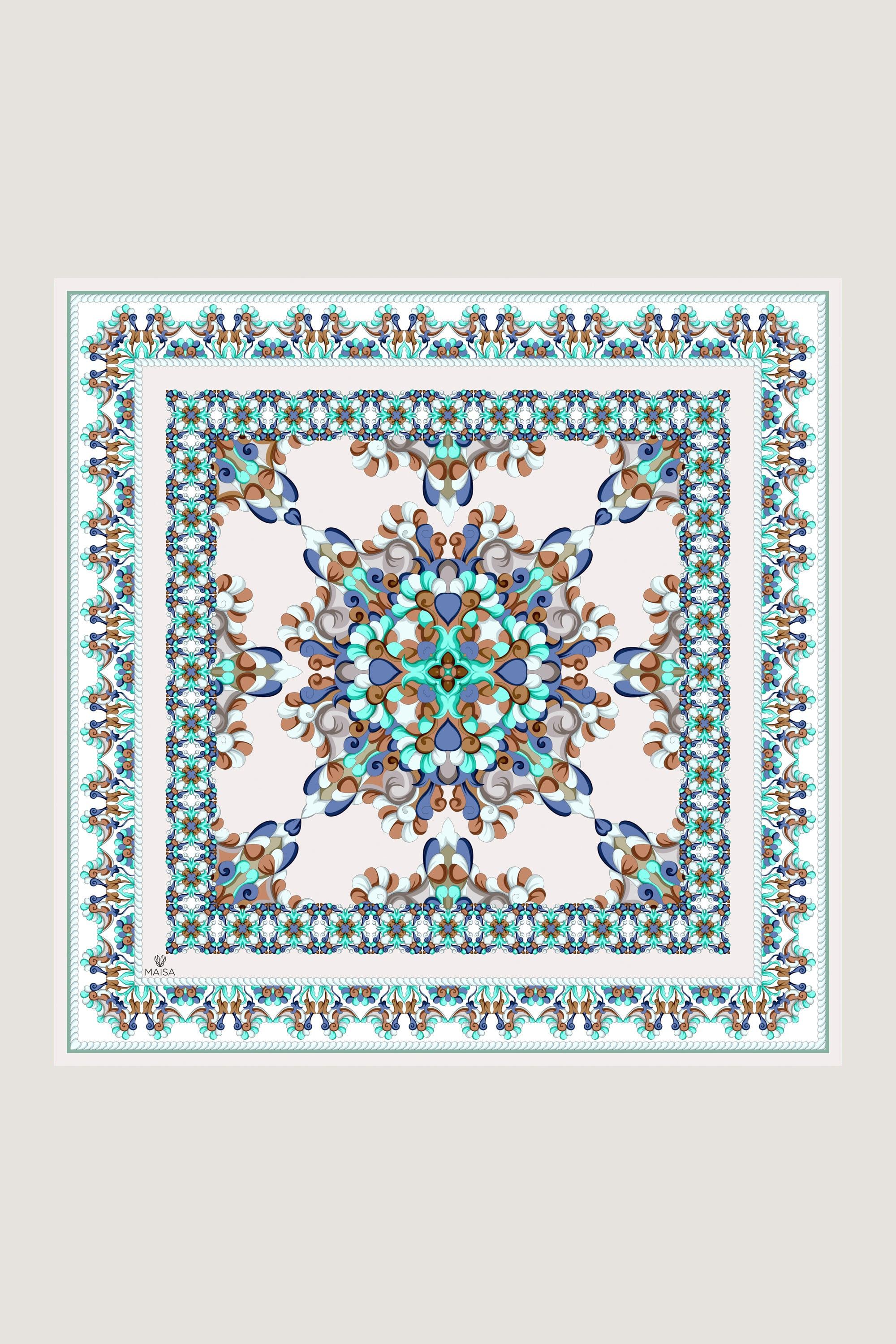 RUH SURA İPEK EŞARP 90*90 CM - TURKUAZ