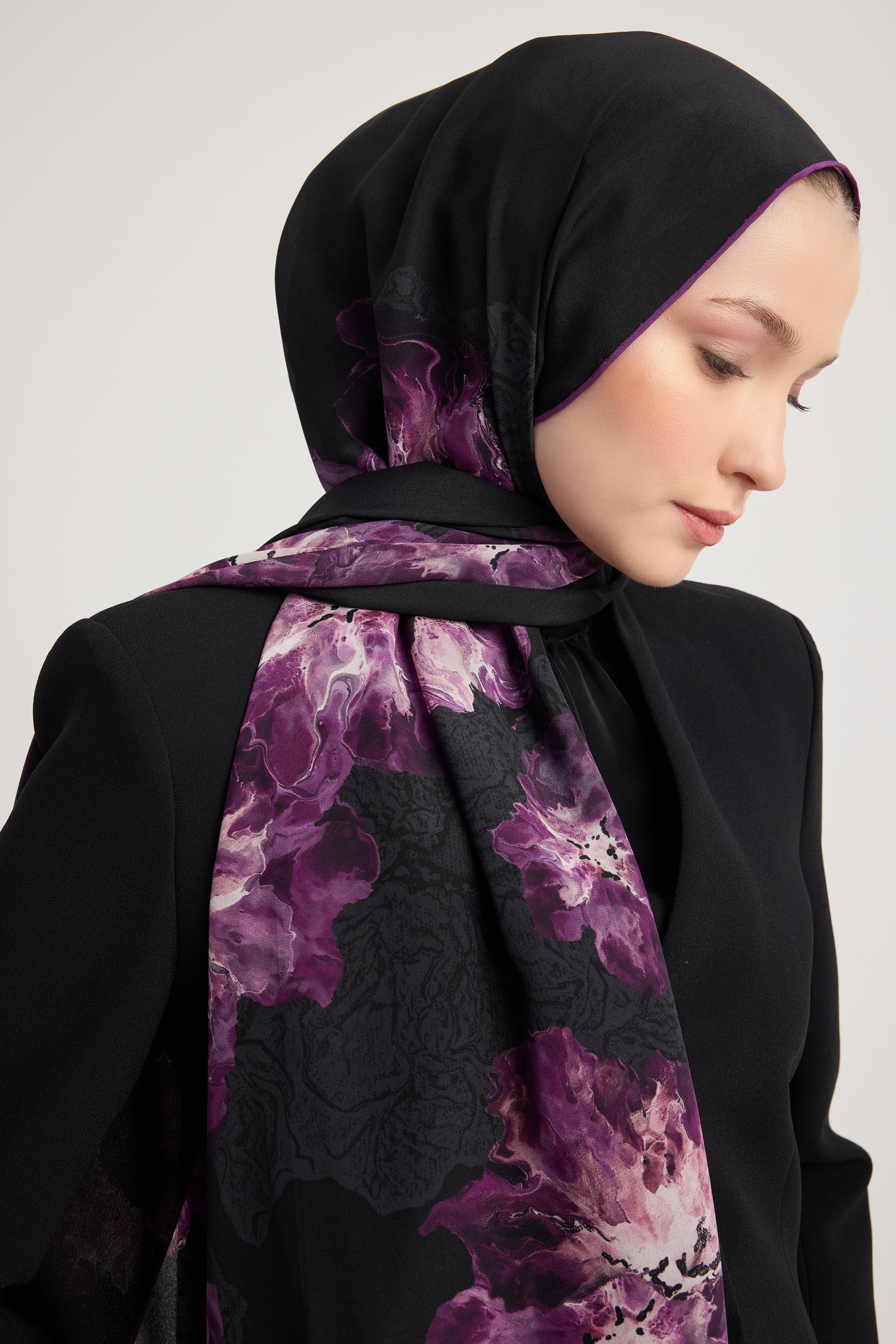 RÜYA KREP İPEK ŞAL 70*190 CM - MOR