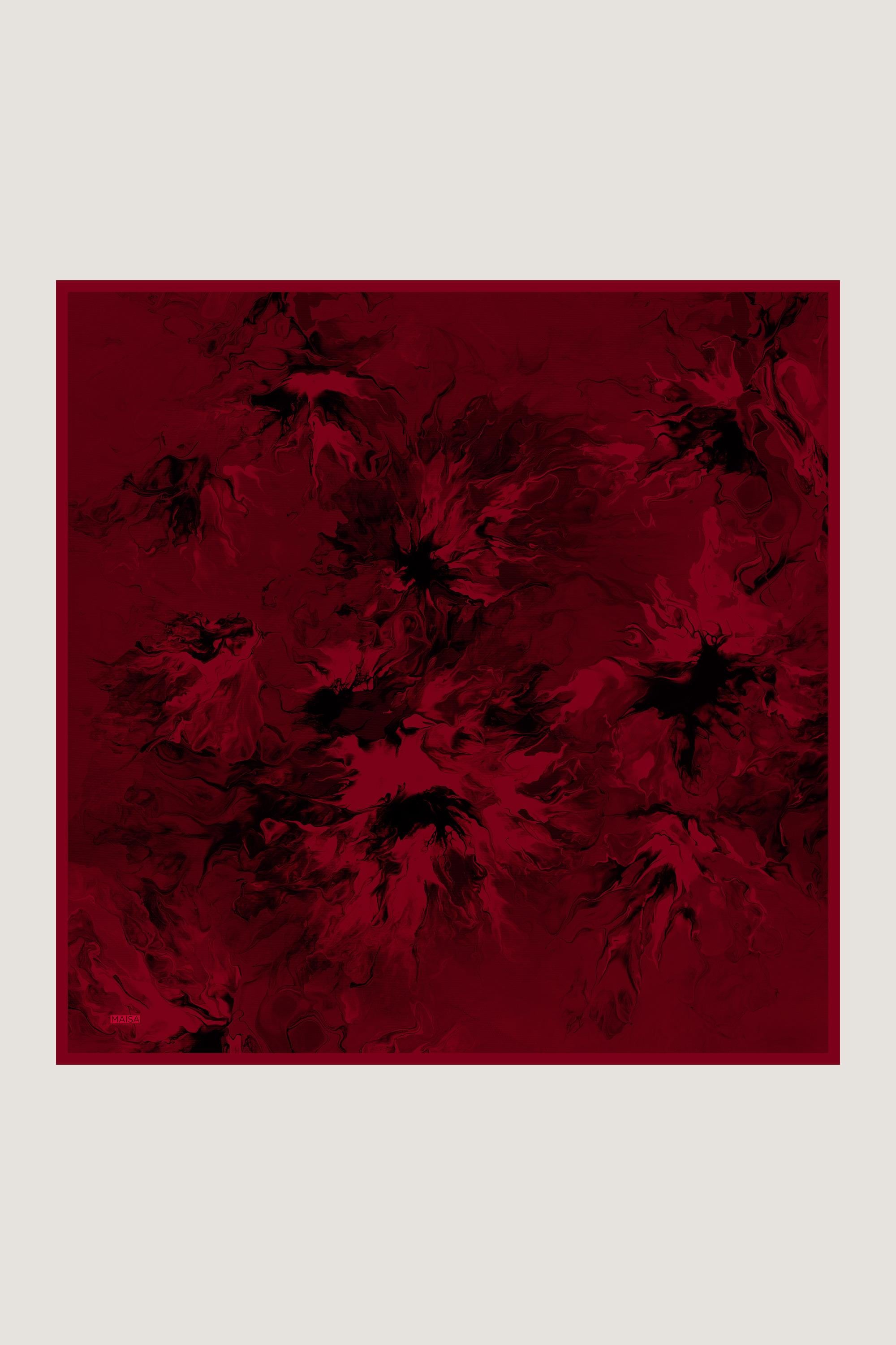 SABA PAMUK İPEK EŞARP 100*100 CM - KIRMIZI