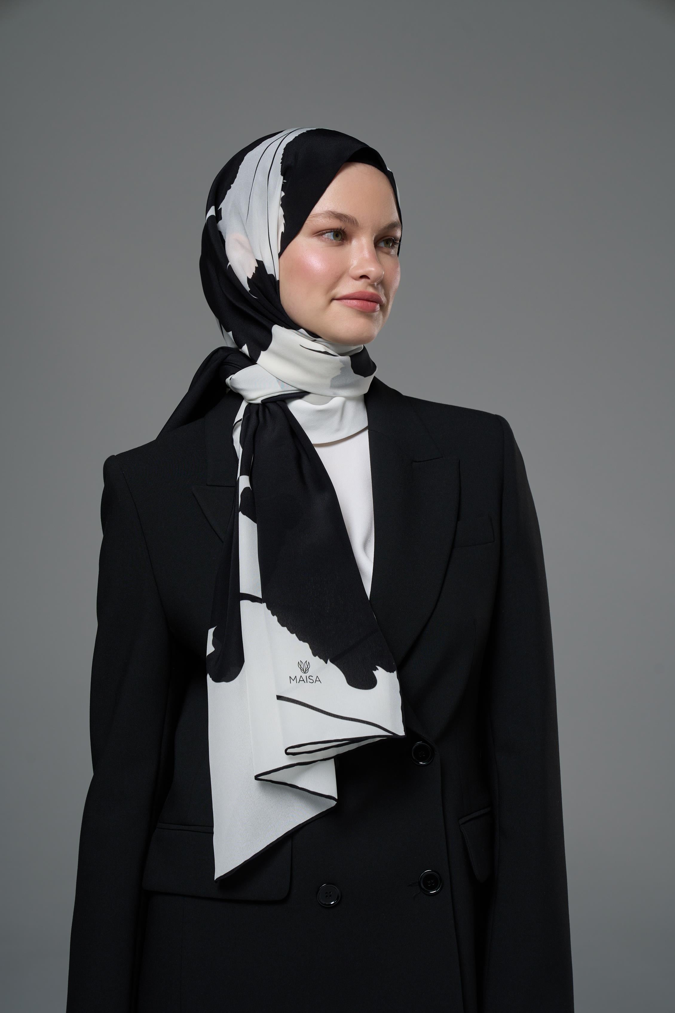 SAF KREP İPEK ŞAL 70*190 – SİYAH