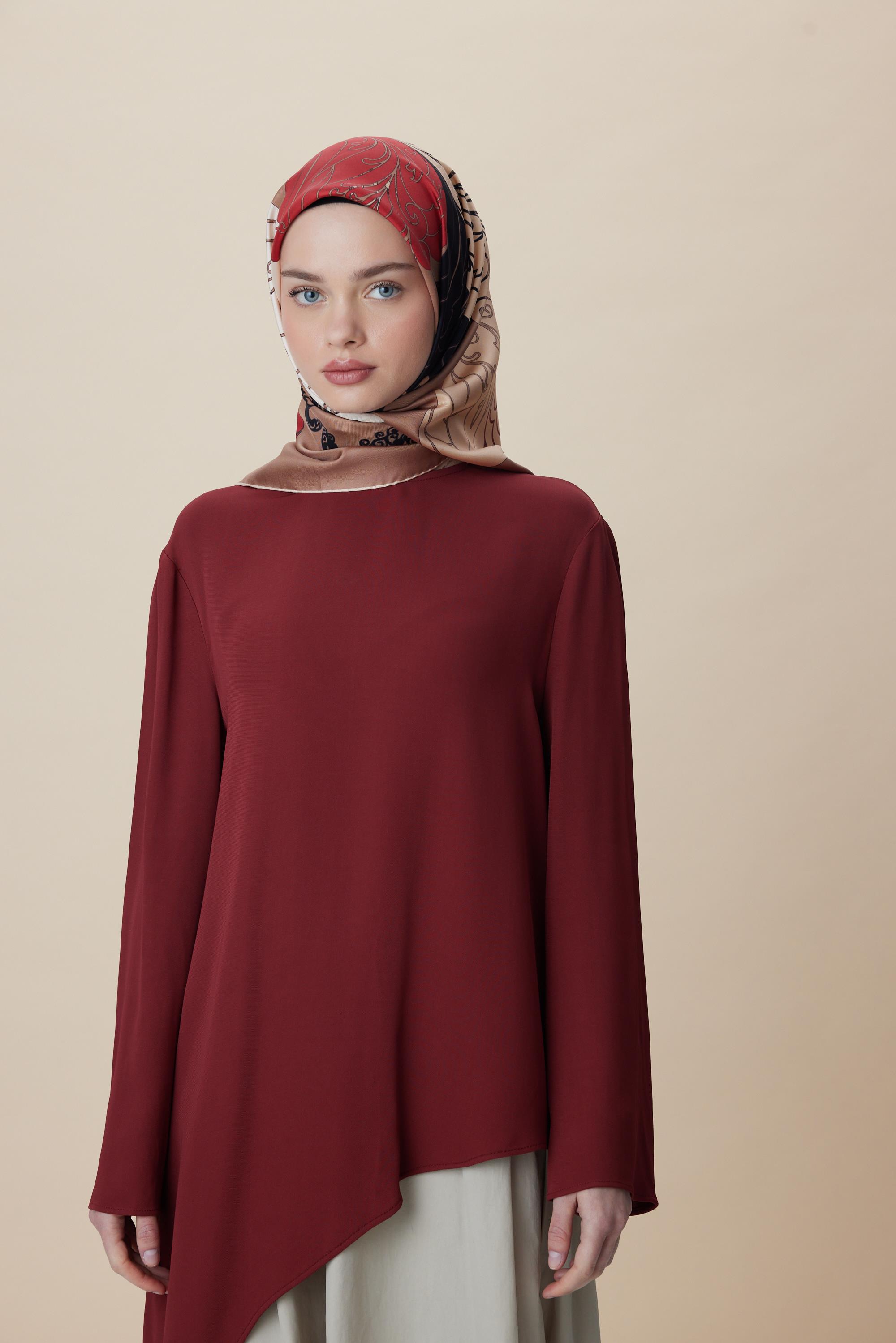 SAFİ TİVİL İPEK EŞARP 90*90 CM - CAMEL