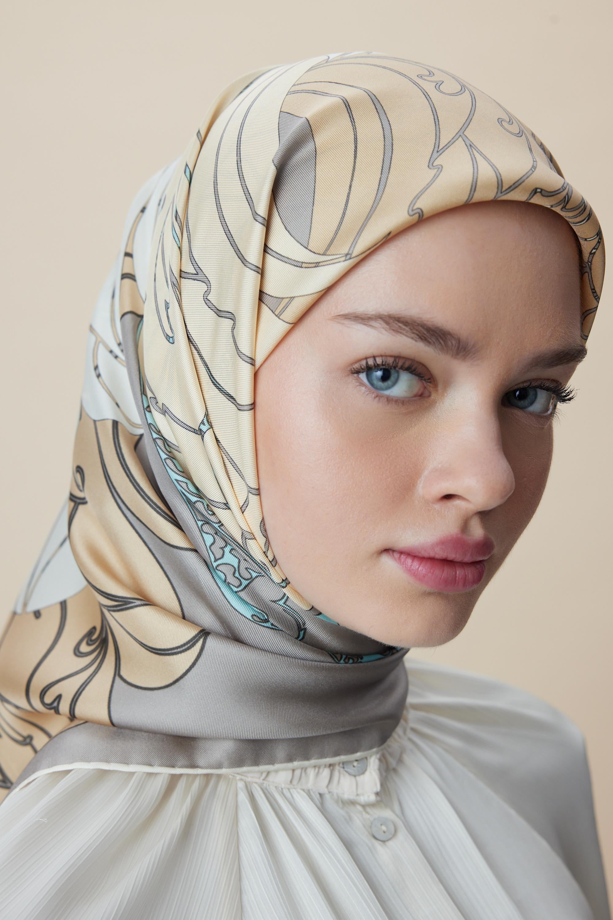 SAFİ TİVİL İPEK EŞARP 90*90 CM - GRİ