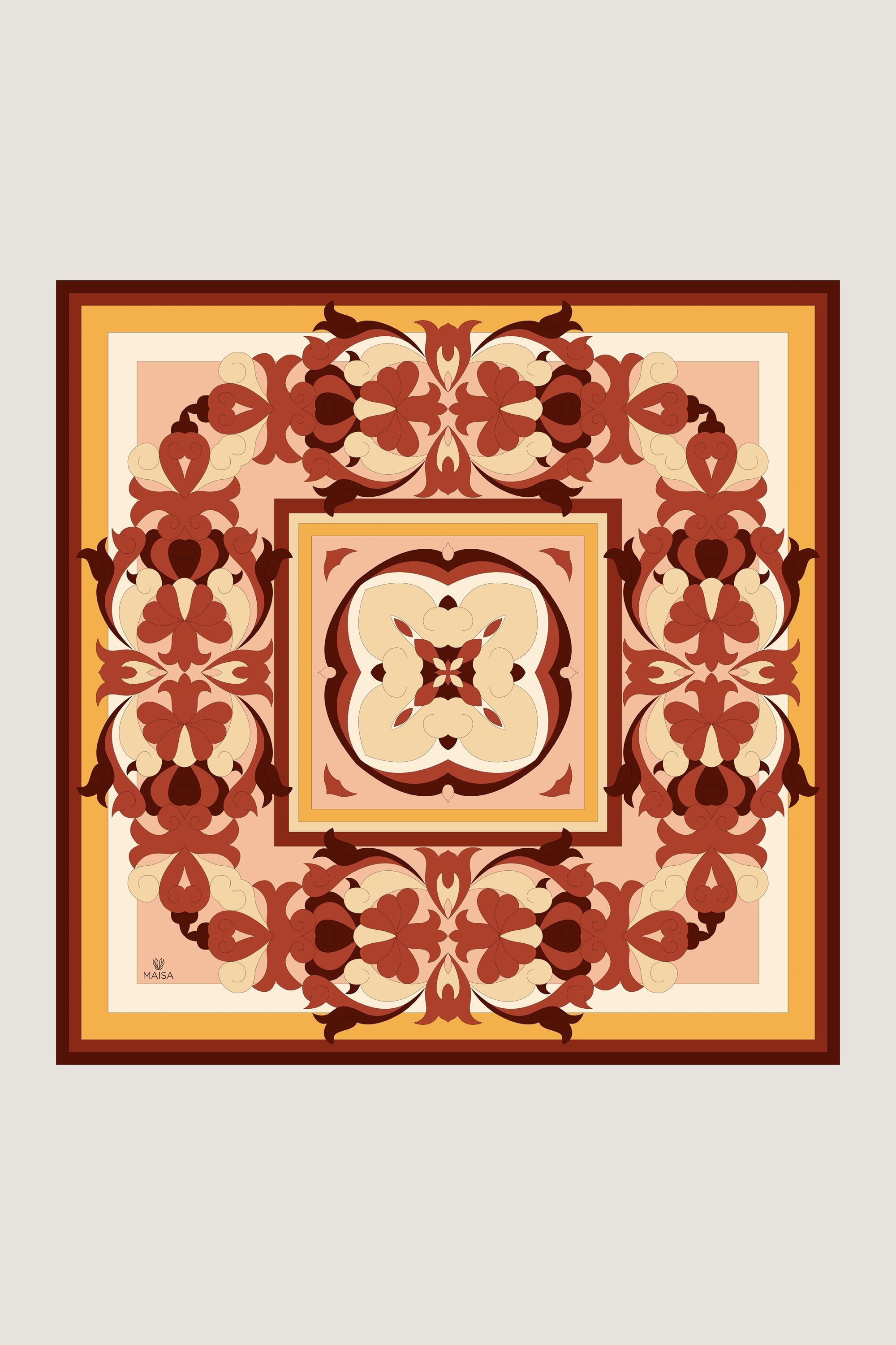 SARA TİVİL İPEK EŞARP 90*90 CM - KİREMİT