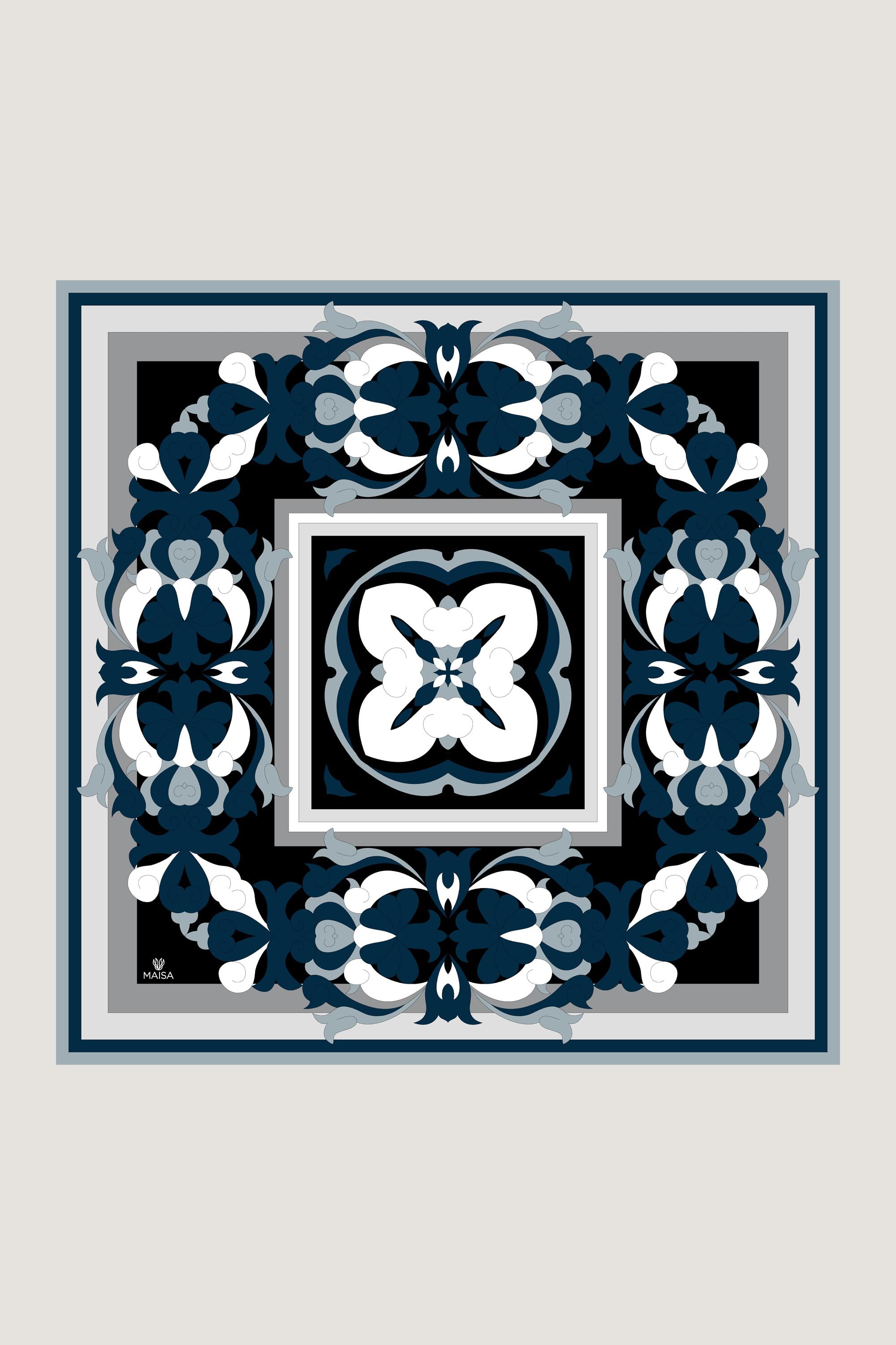 SARA TİVİL İPEK EŞARP 90*90 CM - LACİVERT