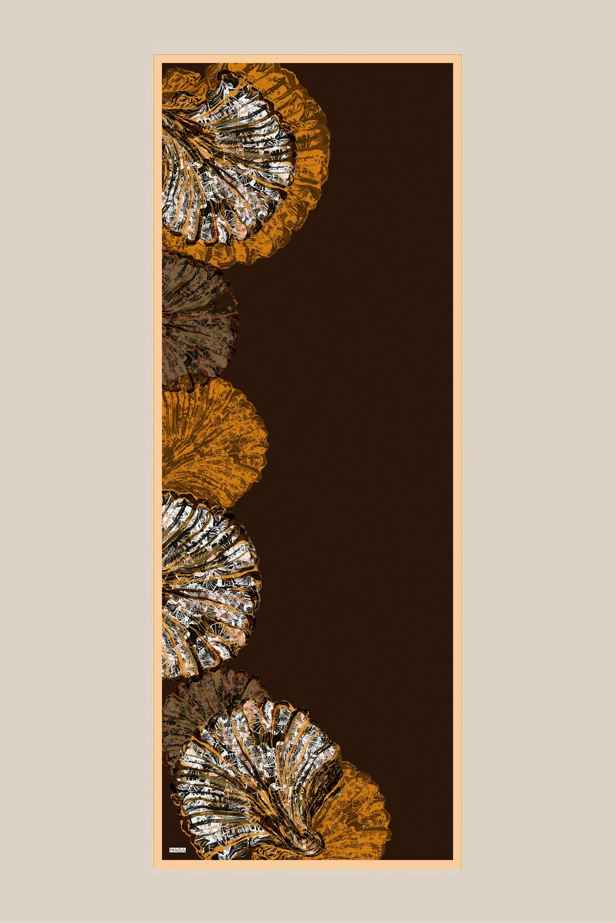 SAYRA KREP İPEK ŞAL 70*190 CM - KAHVERENGİ