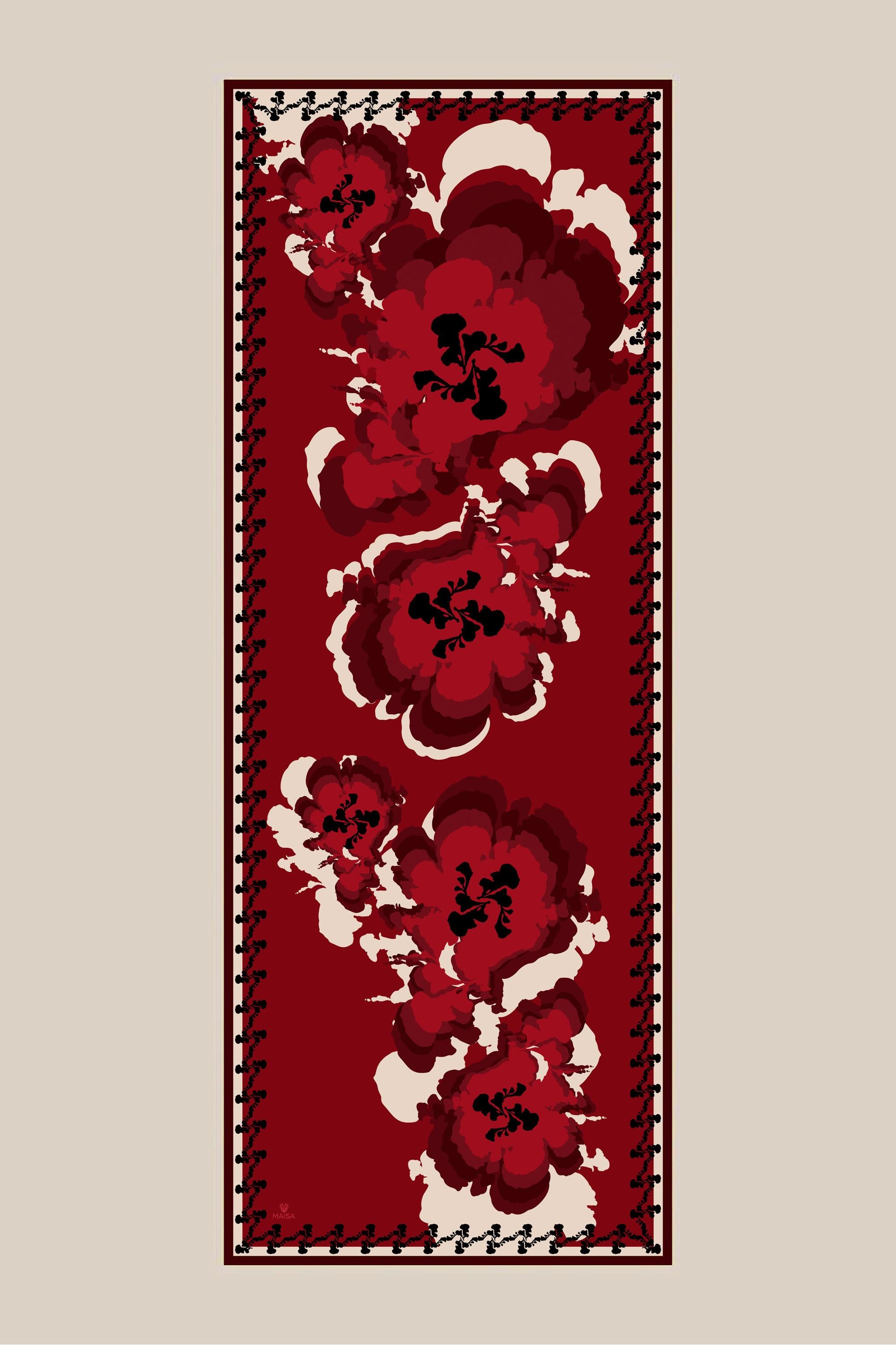 SEDA KREP İPEK ŞAL 70*190 CM - BORDO