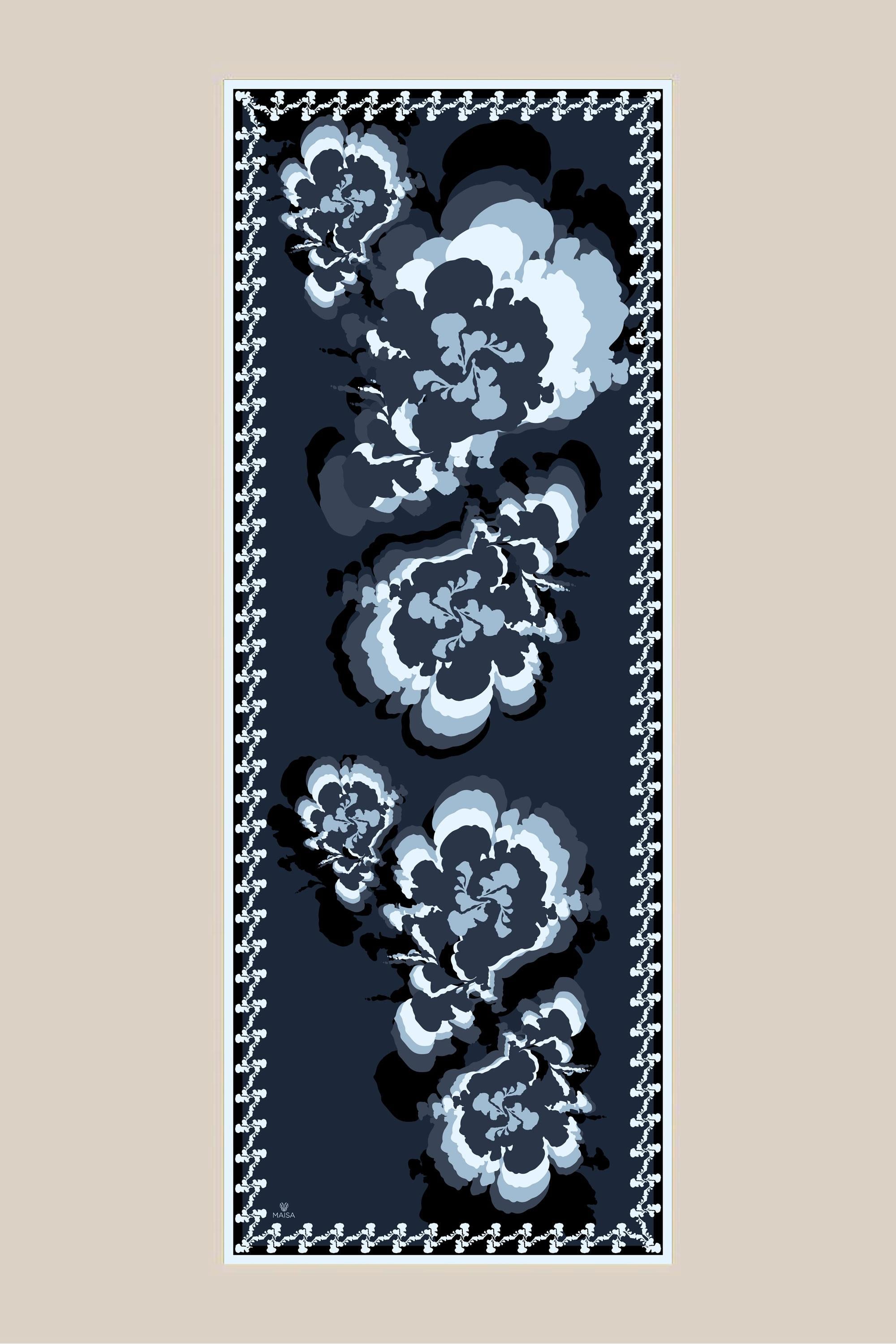 SEDA KREP İPEK ŞAL 70*190 CM - INDIGO