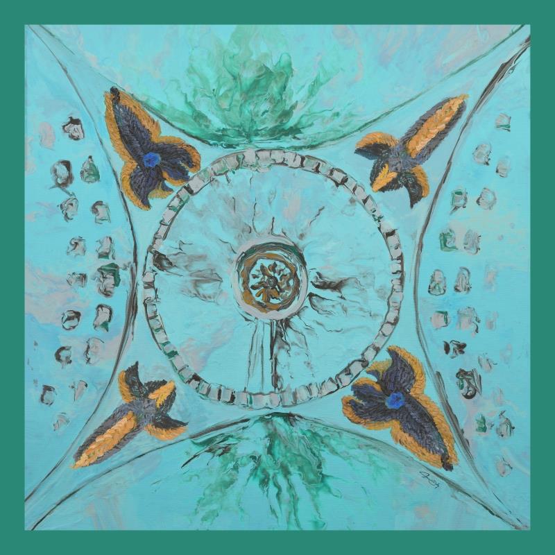 SERAFİN MELEK TURKUAZ MODAL İPEK EŞARP 100x100