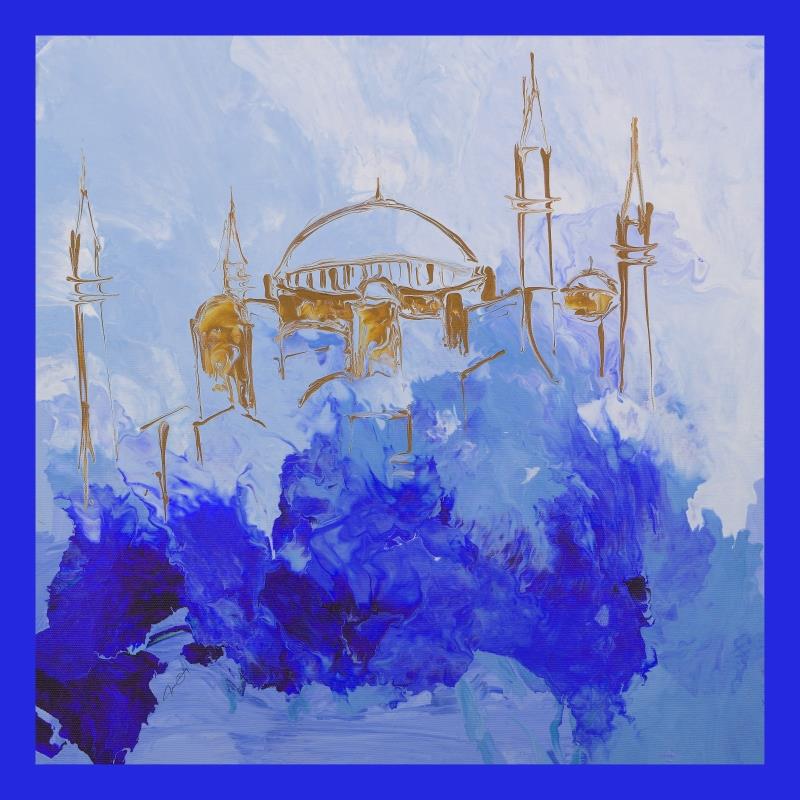 SİLÜET MAVİ MODAL İPEK GAVROŞ 65x65