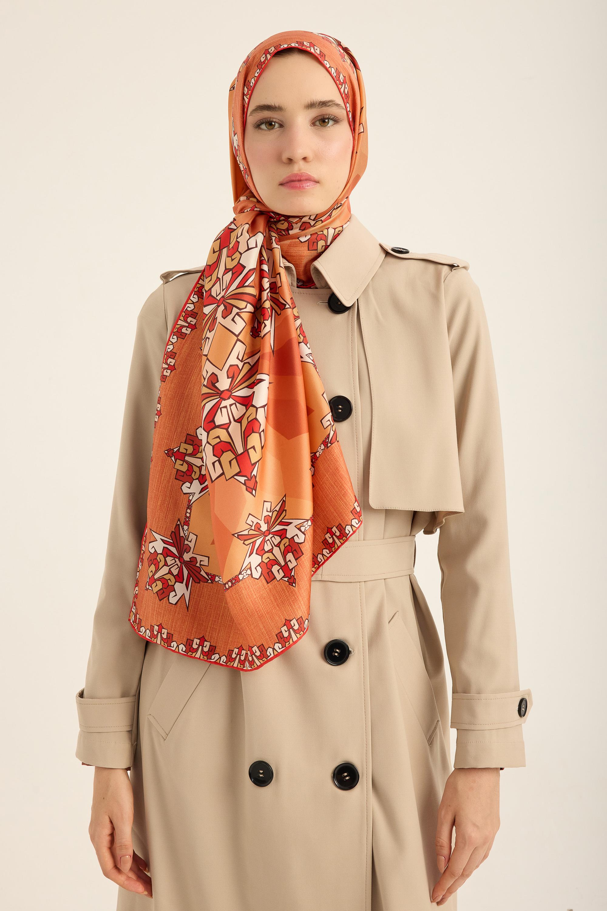ŞİMAL MULBERRY İPEK ŞAL 70*190 CM - TURUNCU