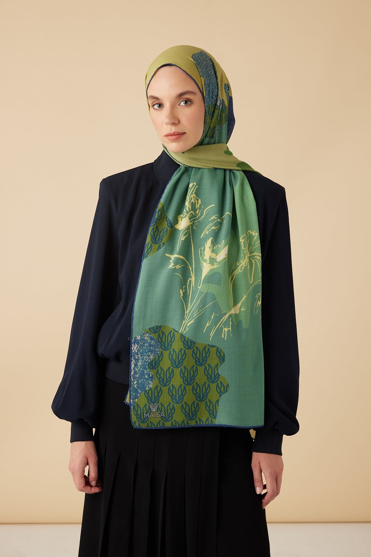 SİMAY YÜN MODAL ŞAL 70*200 CM - YEŞİL