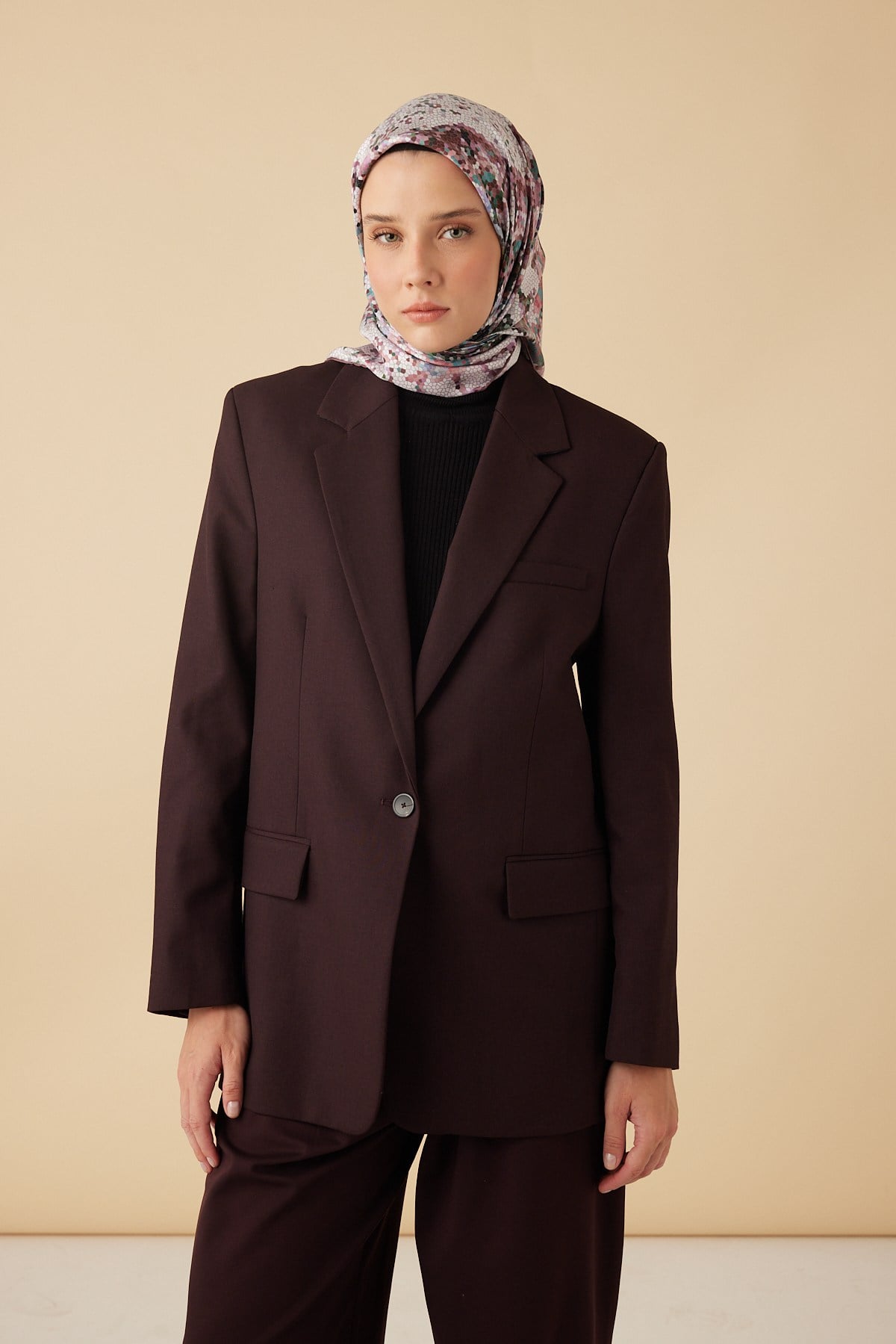 SU MASALI TİVİL İPEK EŞARP 90*90 CM - PEMBE