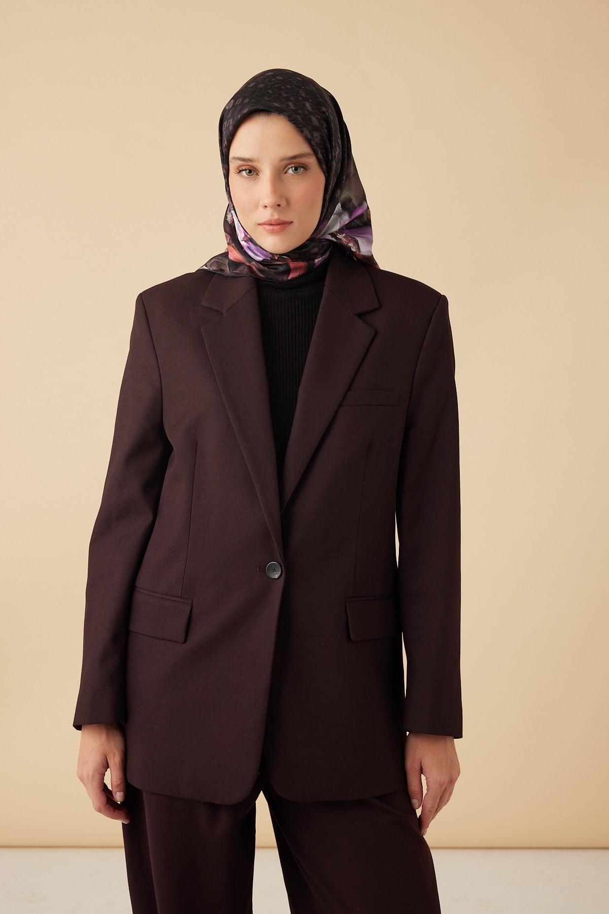 SUSEN TİVİL İPEK EŞARP 90*90 CM - BORDO