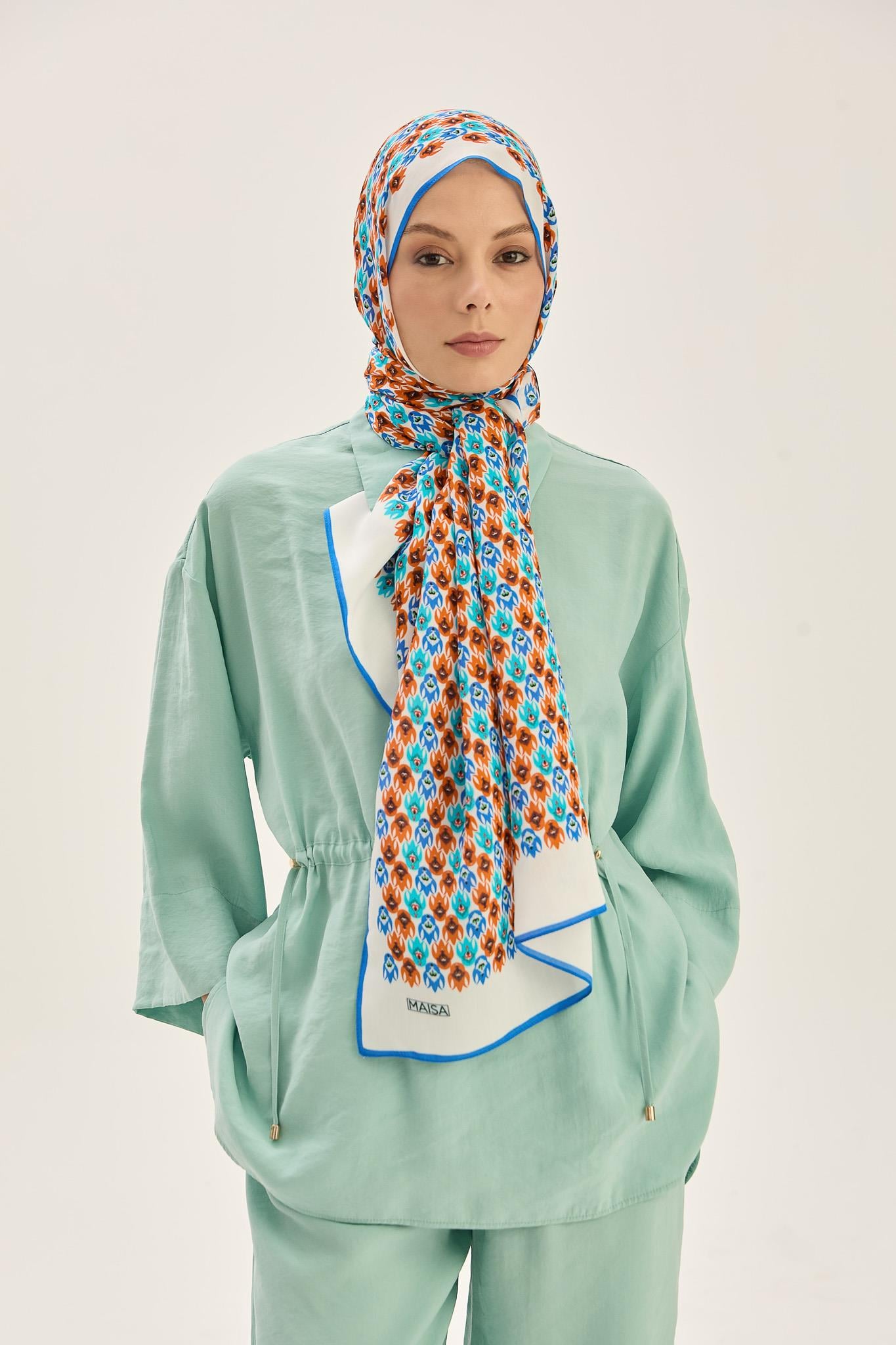 TAN FLOŞ VİSKON 70*190CM ŞAL - MAVİ 