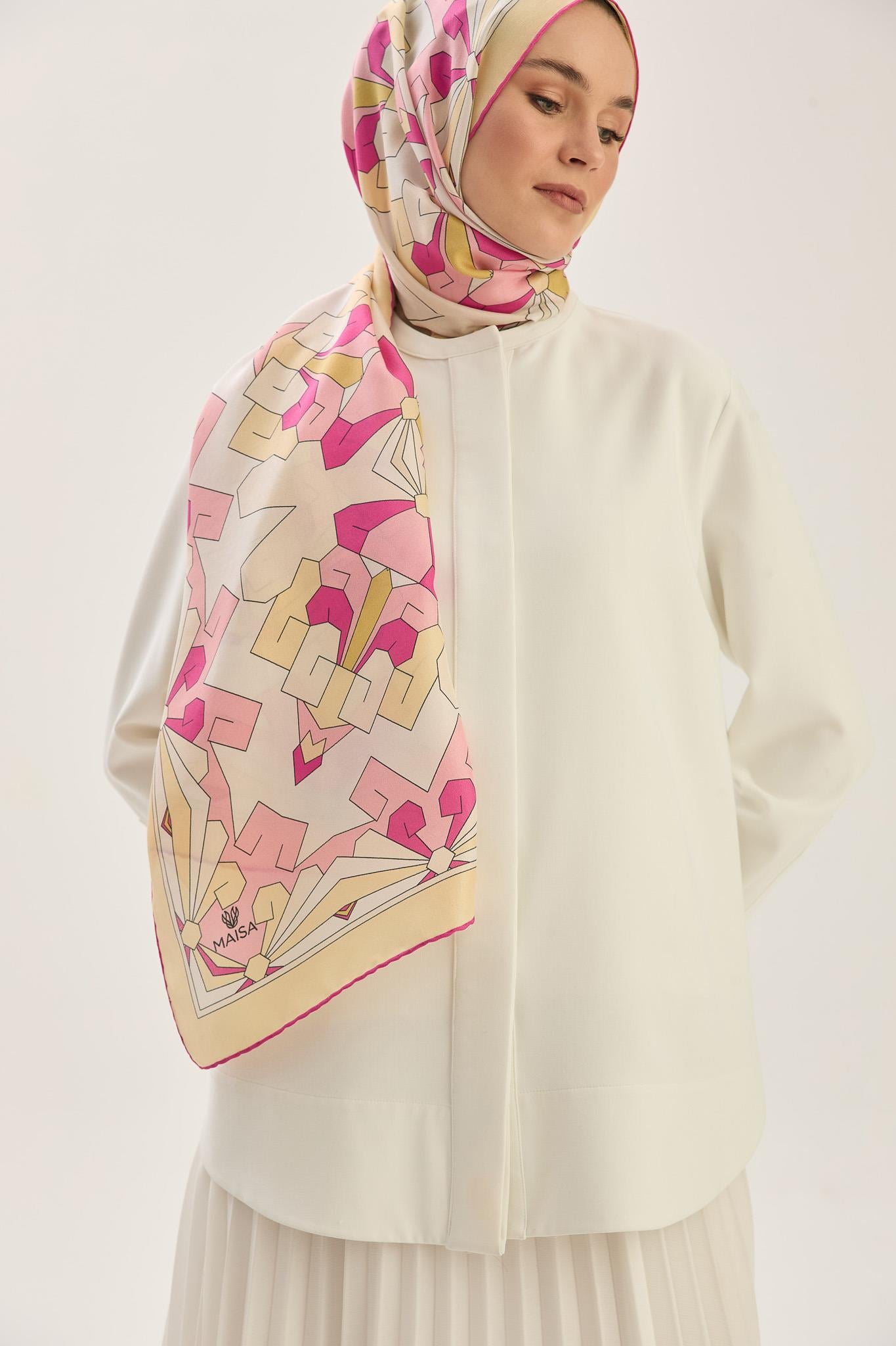 TARA PAMUK İPEK ŞAL 70*190 CM - PEMBE