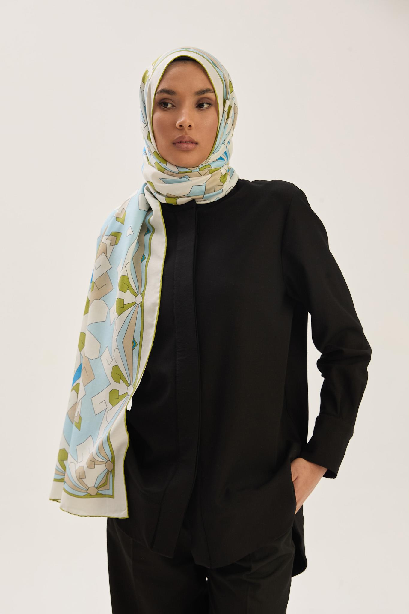 TARA PAMUK İPEK ŞAL 70*190 CM - YAĞ YEŞİLİ