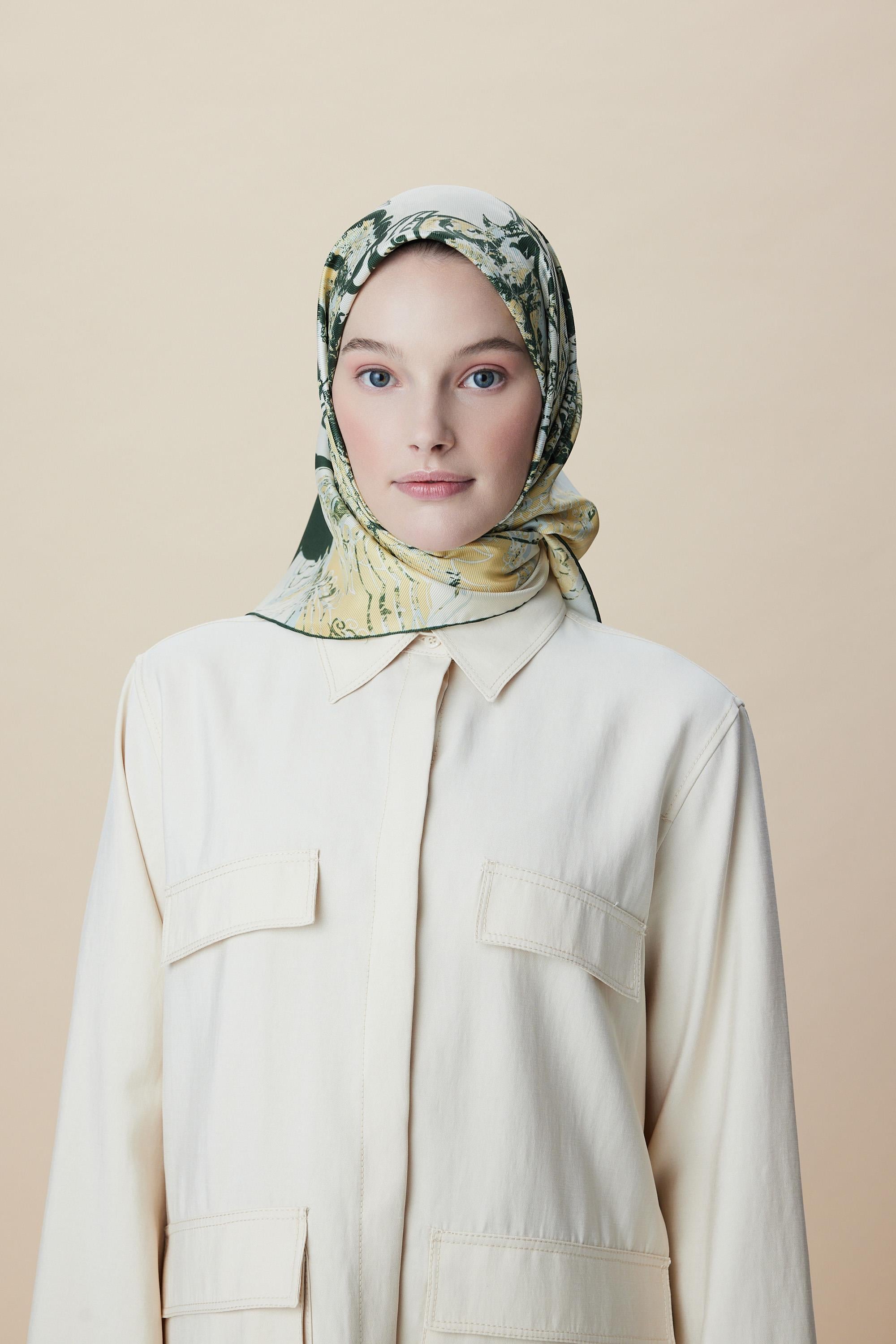 TUVANA MULBERRY İPEK EŞARP 90*90 CM - YEŞİL