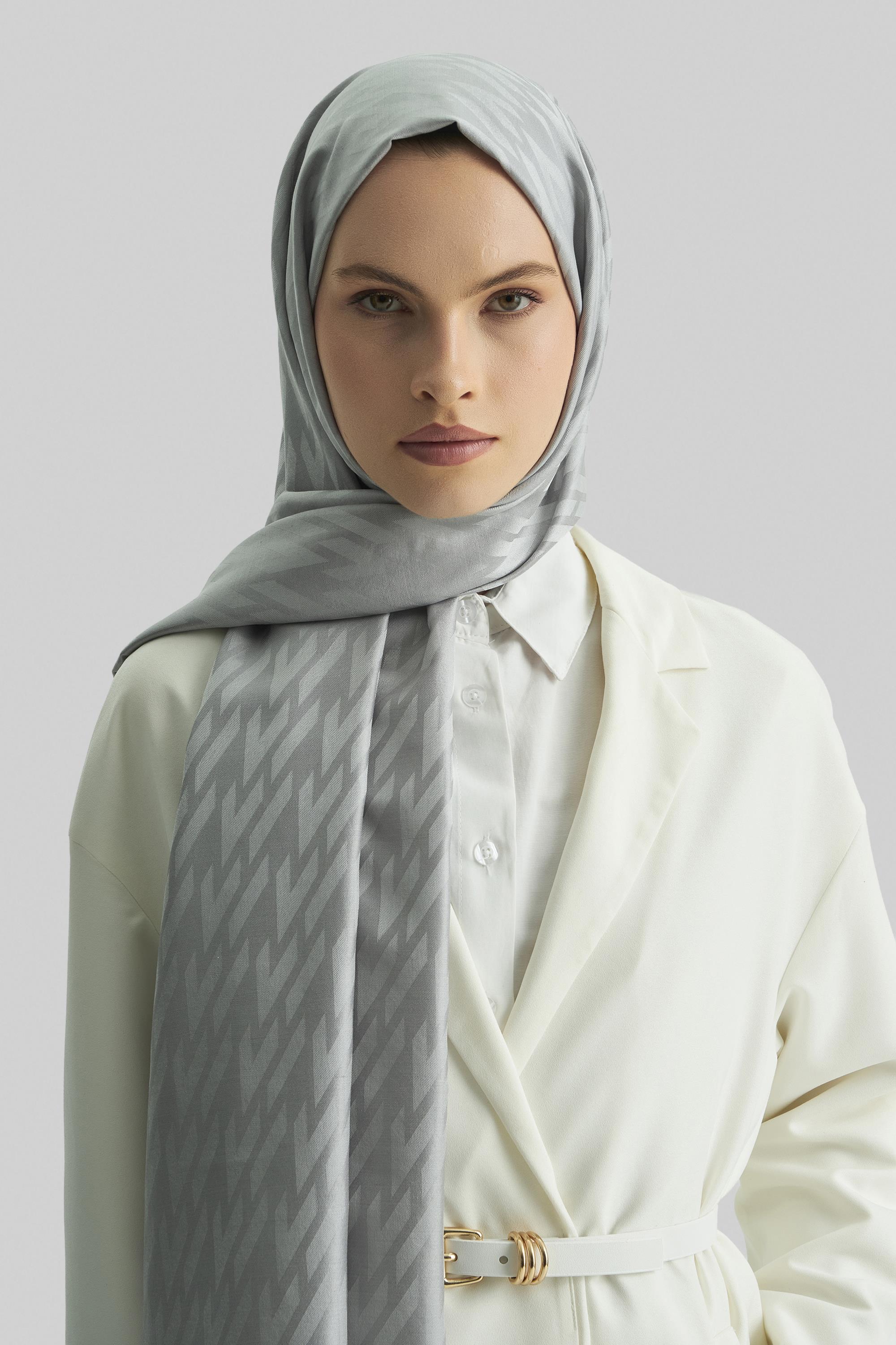 UMAY %100 İPEK JAKARLI ŞAL-GRİ