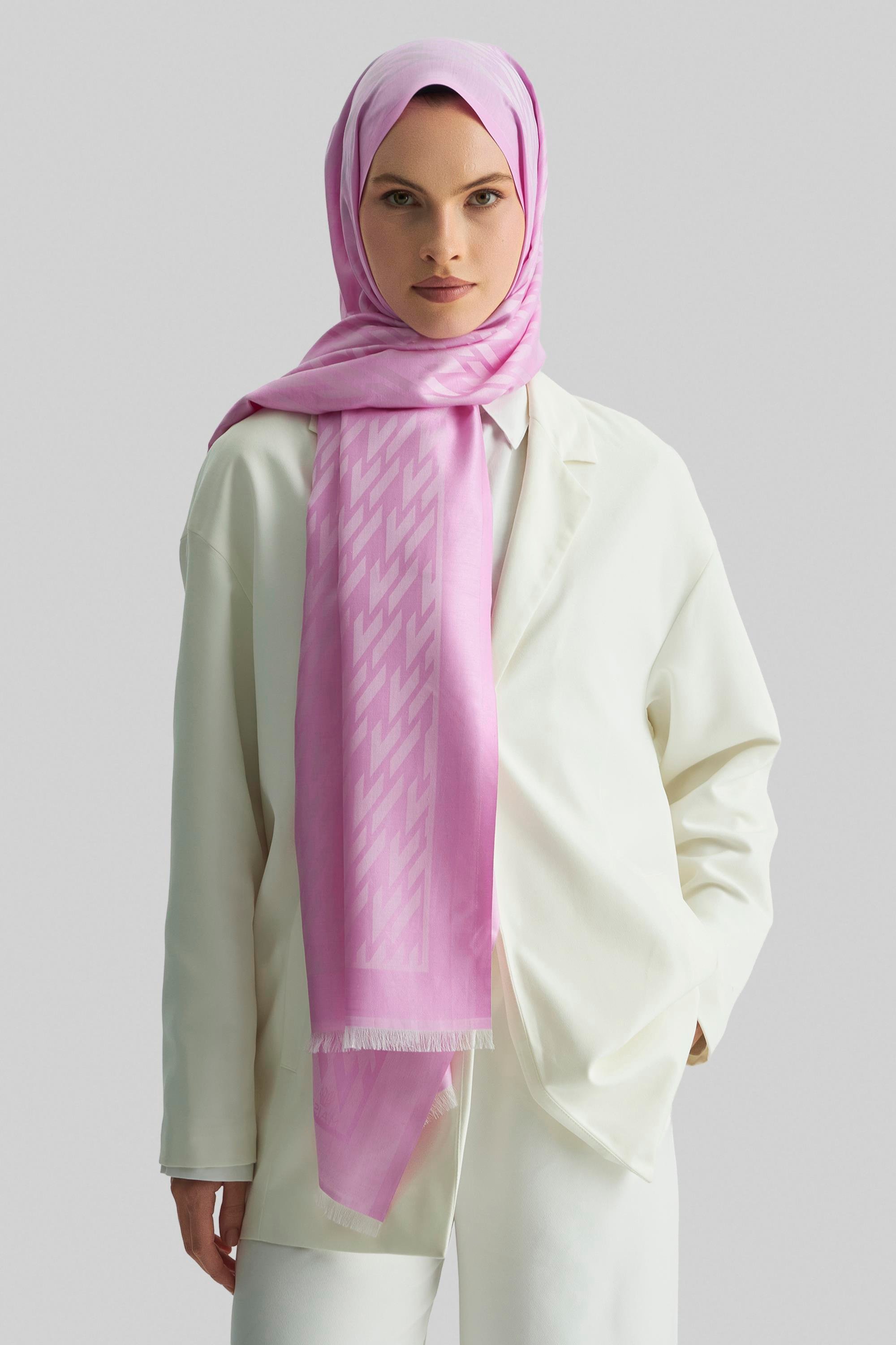 UMAY %100 İPEK JAKARLI ŞAL-PEMBE