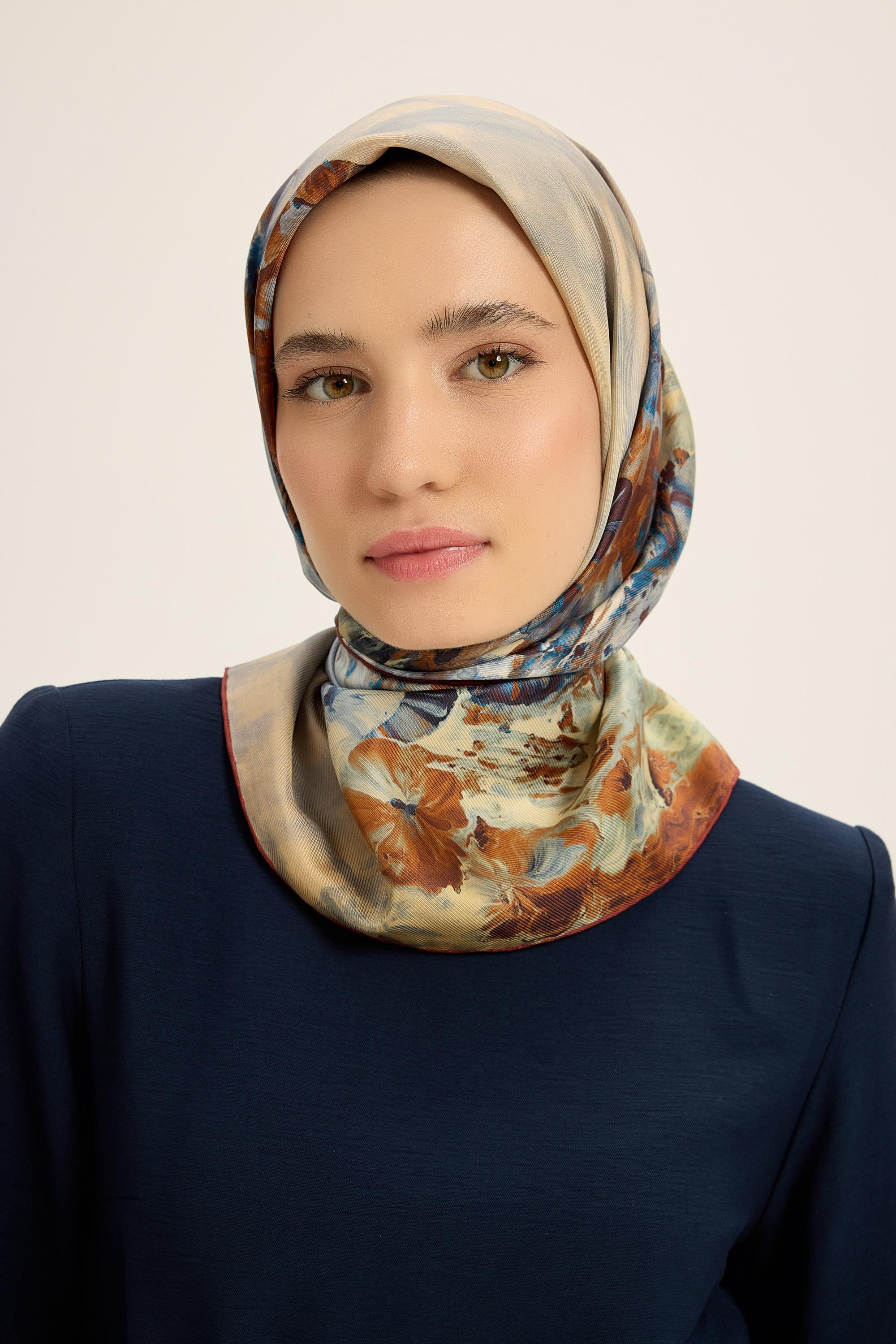 YONCA MULBERRY İPEK EŞARP 90*90 CM - KAHVERENGİ