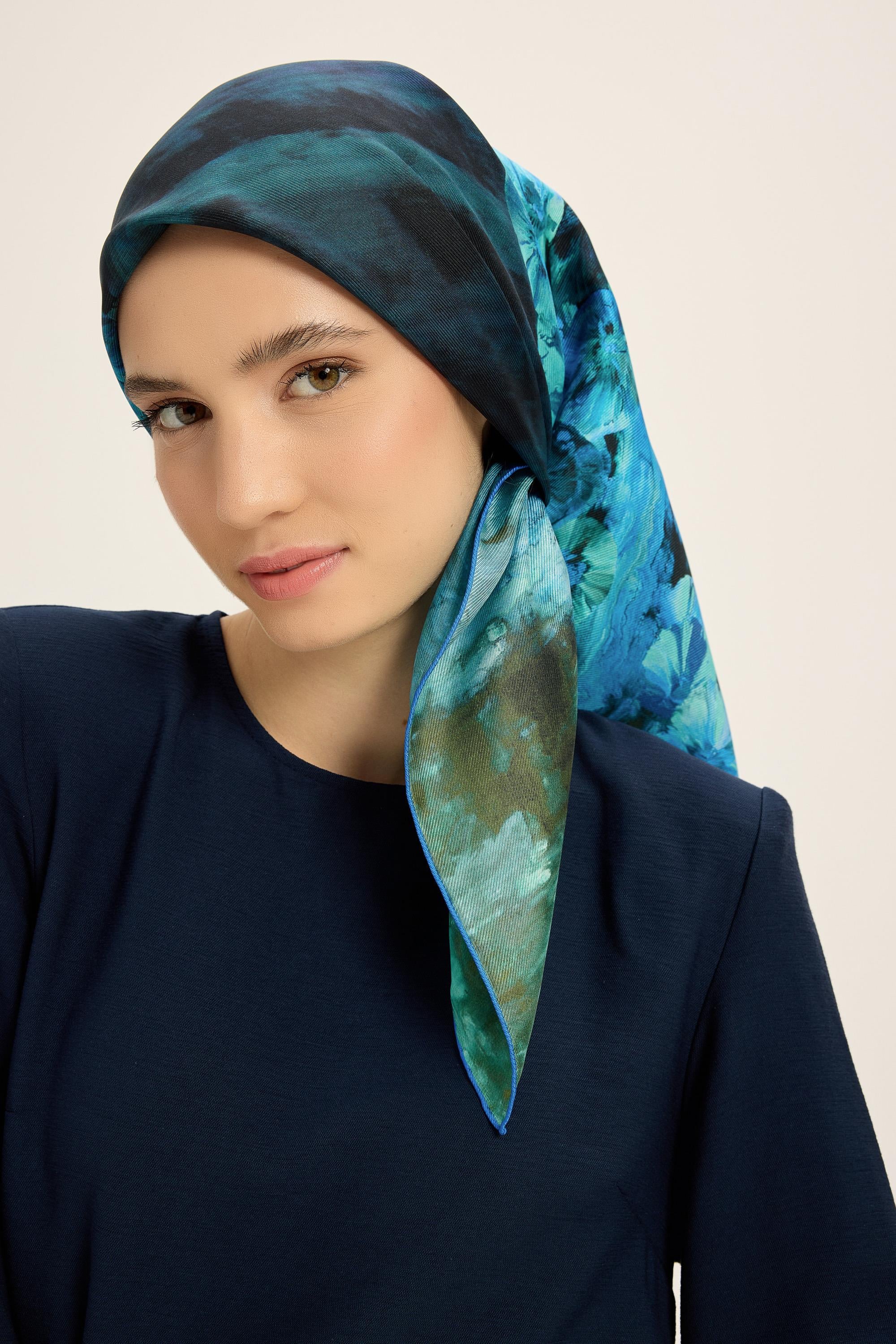 YONCA MULBERRY İPEK EŞARP 90*90 CM - LACİVERT