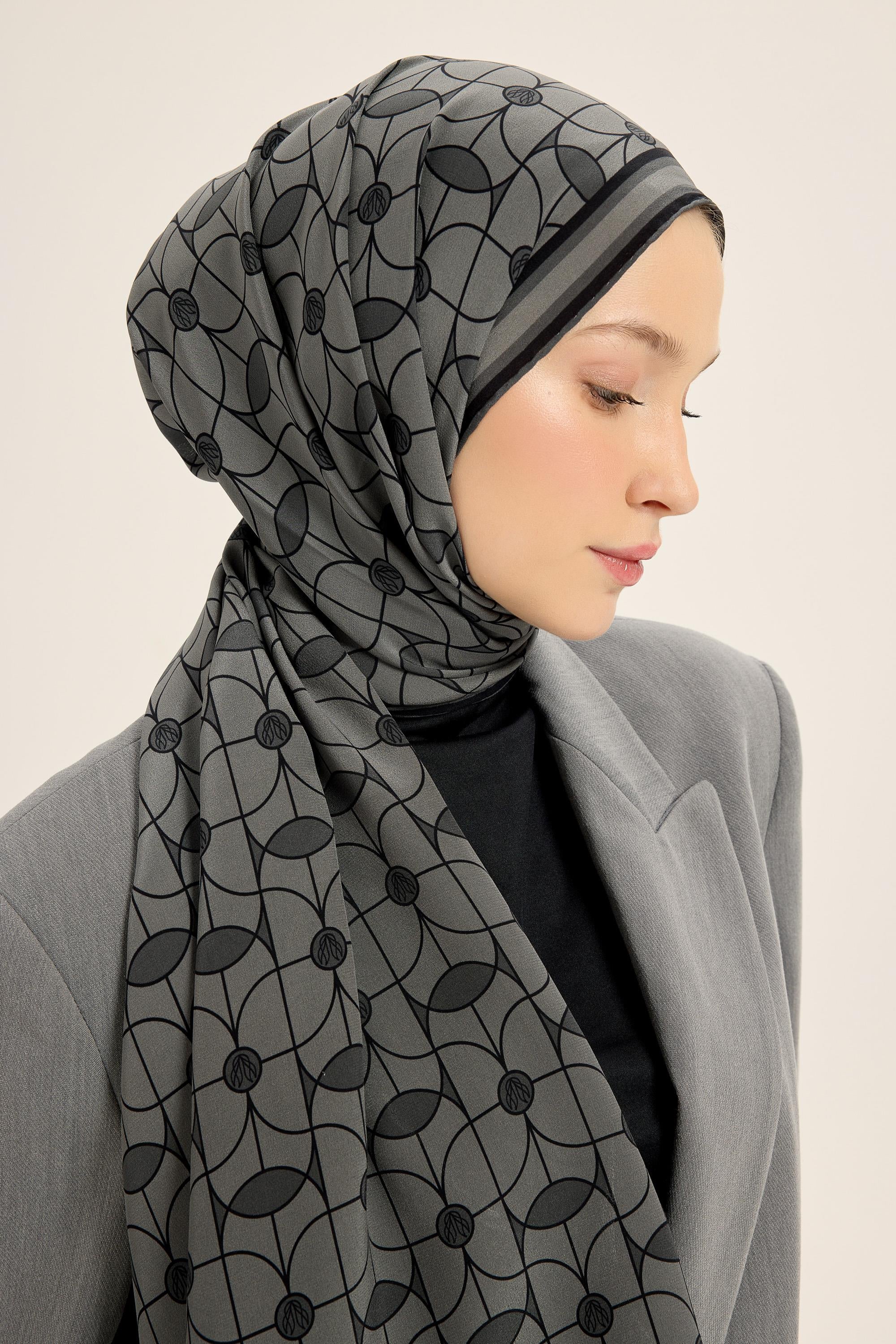 ZERRE KREP İPEK ŞAL 70*190 CM - ANTRASİT