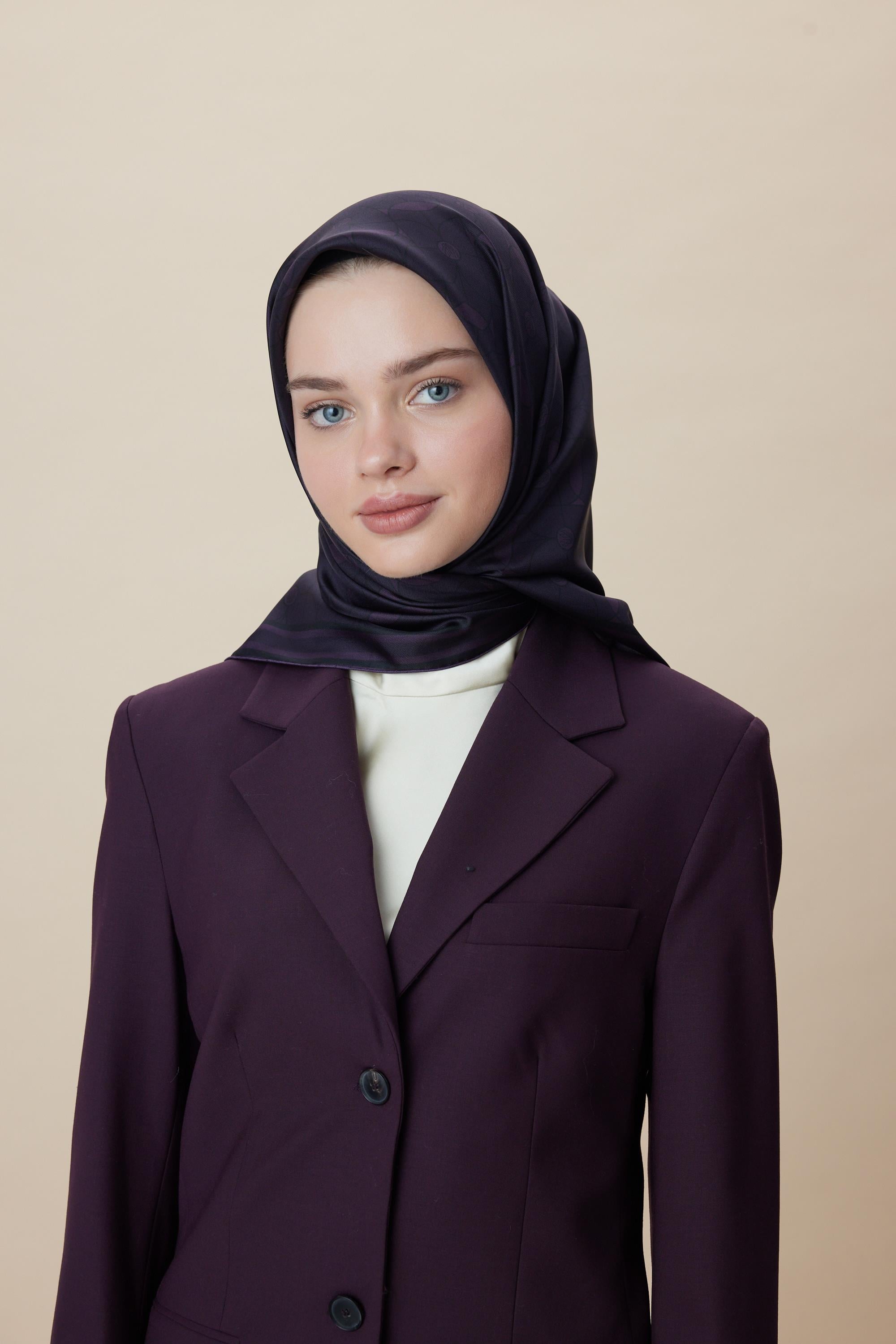 ZERRE TİVİL İPEK EŞARP 90*90 CM - MÜRDÜM