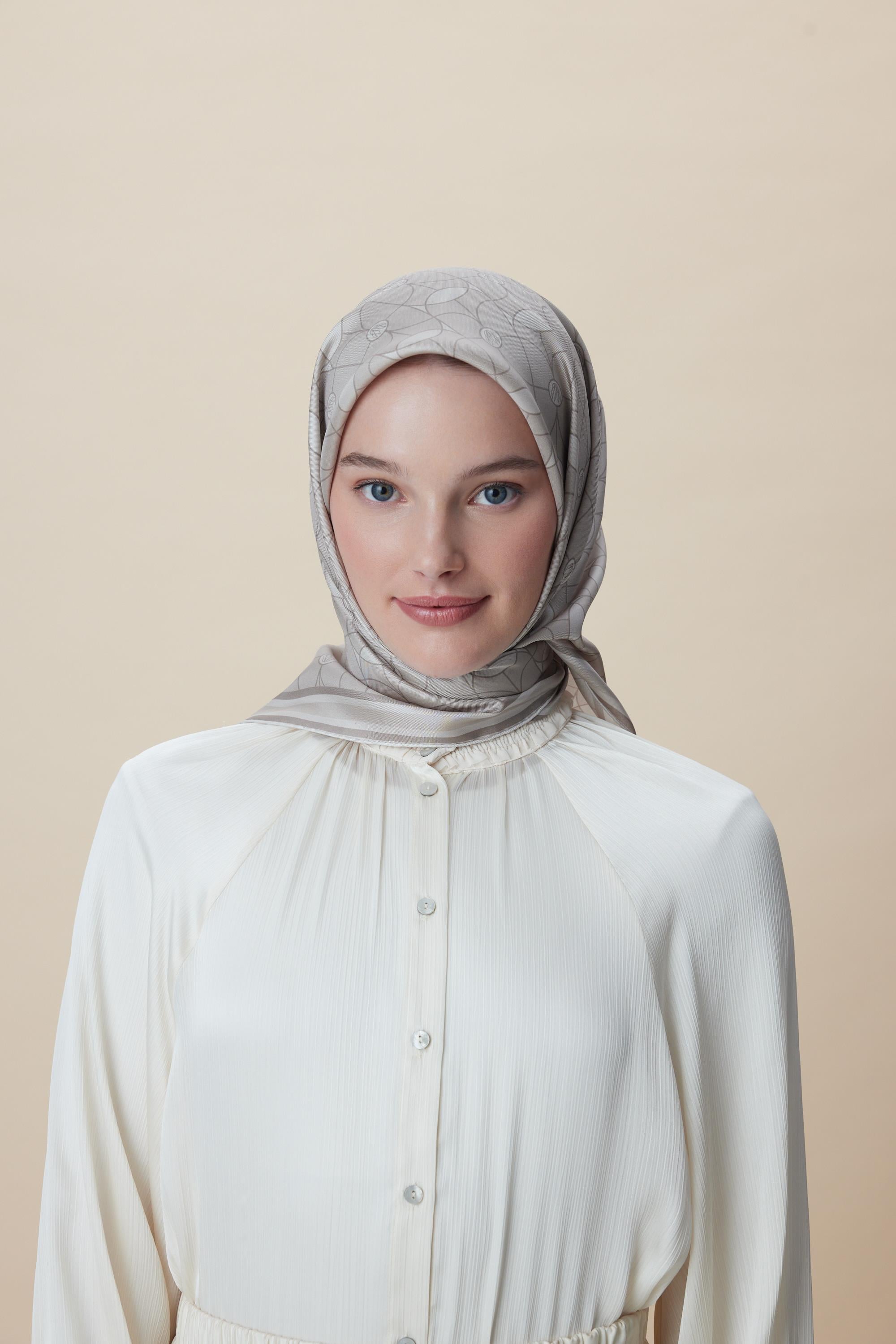 ZERRE TİVİL İPEK EŞARP 90*90 CM - VİZON