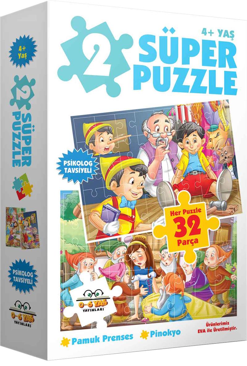 2 Süper Puzzle Pamuk Prenses Pinokyo 32 Parça
