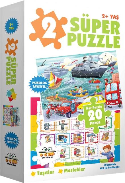 2 Süper Puzzle Taşıtlar Meslekler 20 Parça