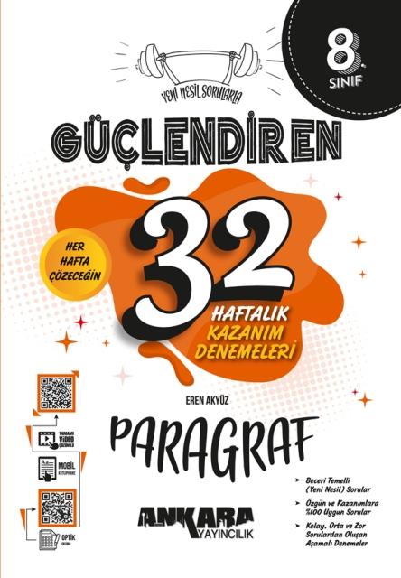 8. Sınıf LGS Paragraf Güçlendiren 32 Haftalık Kazanım Denemeleri
