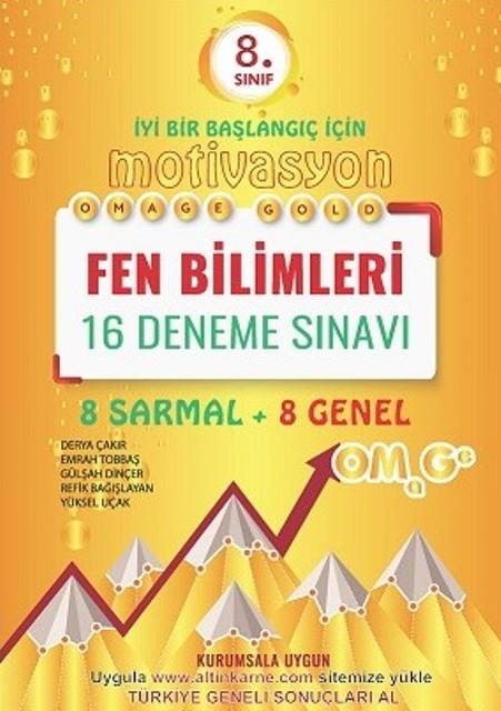 8. Sınıf Omage Gold Motivasyon Fen Bilimleri 16 Deneme Sınavı (8 Sarmal + 8 Genel)