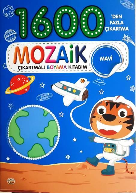 Mozaik Çıkartmalı Boyama Kitabı Mavi 1600'den Fazla Çıkartma