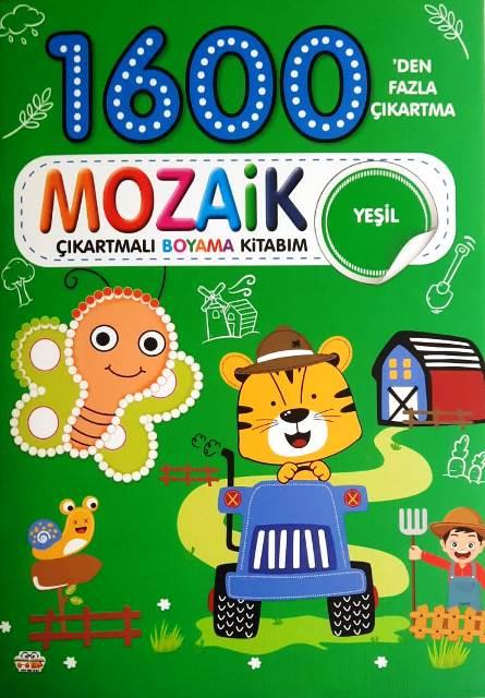 Mozaik Çıkartmalı Boyama Kitabı Yeşil 1600'den Fazla Çıkartma
