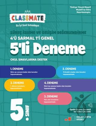5. Sınıf Classmate Süreç İzleme ve Gelişim Değerlendirme 5li Deneme
