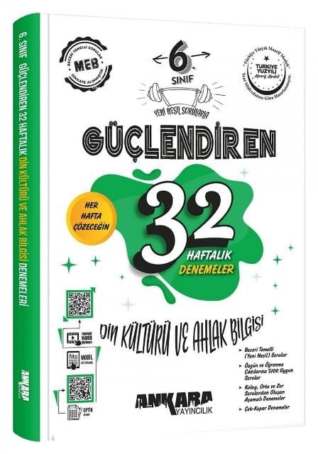 6. Sınıf Din Kültürü ve Ahlak Bilgisi Güçlendiren 32 Haftalık Kazanım Denemeleri