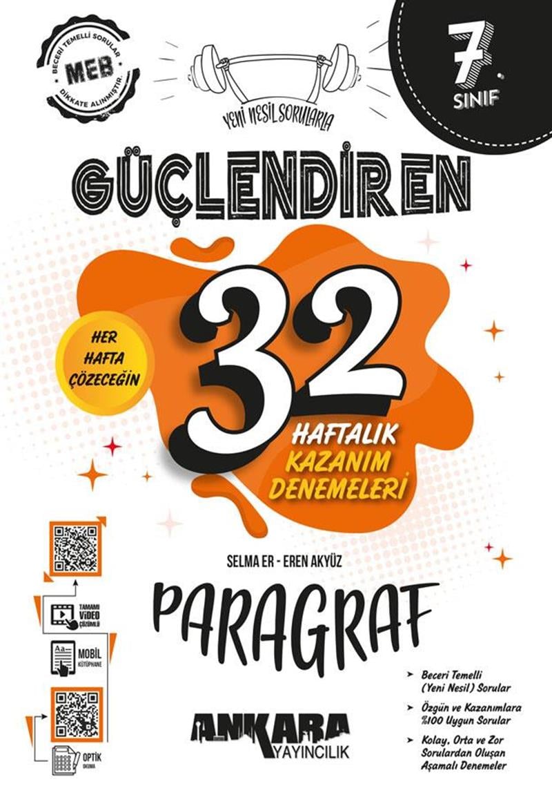 7. Sınıf Paragraf Güçlendiren 32 Haftalık Kazanım Denemeleri 