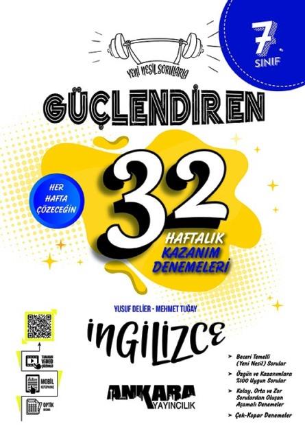 7. Sınıf İngilizce Güçlendiren 32 Haftalık Kazanım Denemeleri