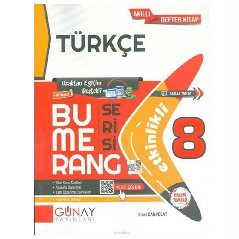8. Sınıf LGS Türkçe Bumerang Akıllı Etkinlikli Defter Kitap