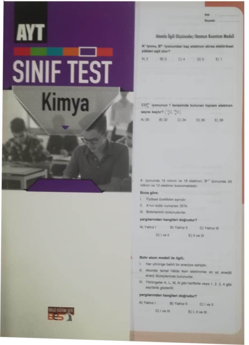 AYT Kimya Yaprak Test 