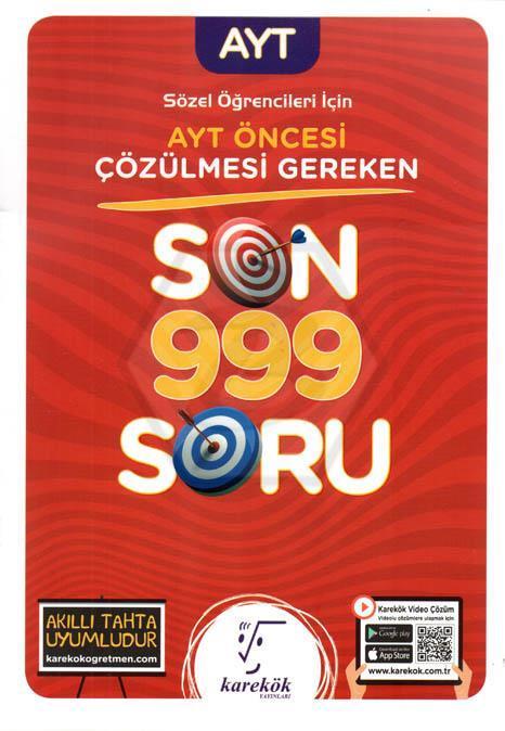 AYT Öncesi Çözülmesi Gereken Son 999 Soru Sözel Öğrenciler İçin