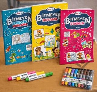 Boya Sil Bitmeyen Boyama 3 Kitap + Boya Kalemi Hediyeli