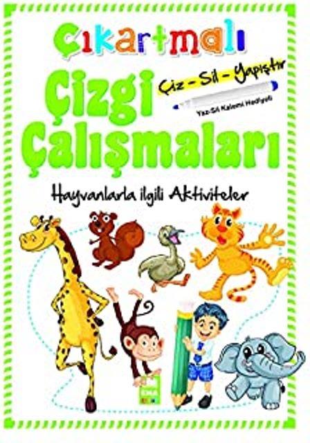 Çıkartmalı Hayvanlarla İlgili Aktiviteler Çizgi Alıştırmaları