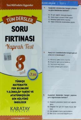 Karatay 8.Sınıf Tüm Dersler Yaprak Test