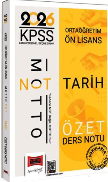 KPSS Ortaöğretim Ön Lisans Motto Serisi Tarih Özet Ders Notu 2026